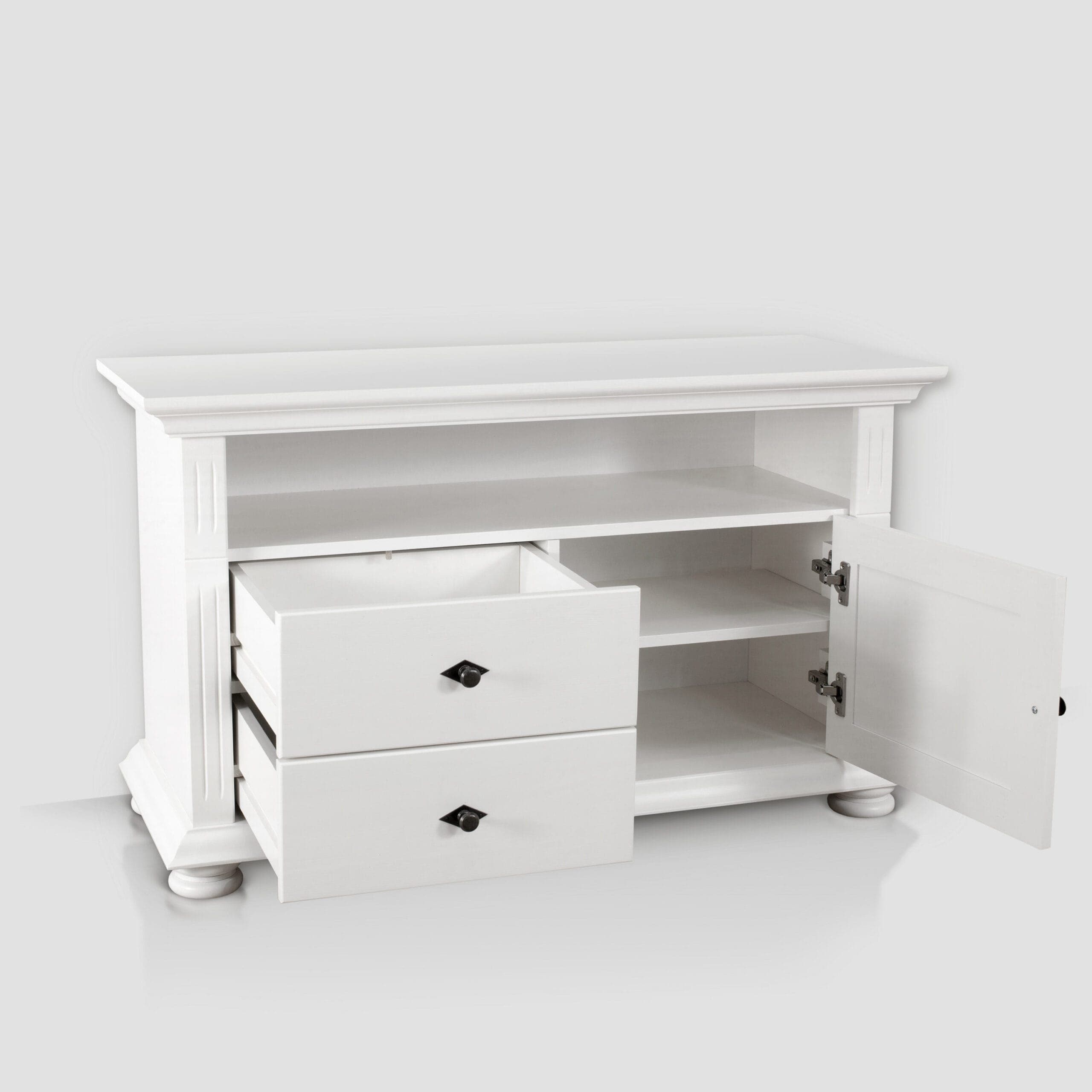 Kleiner TV-Schrank Skagen aus Massivholz, Anthrazit
