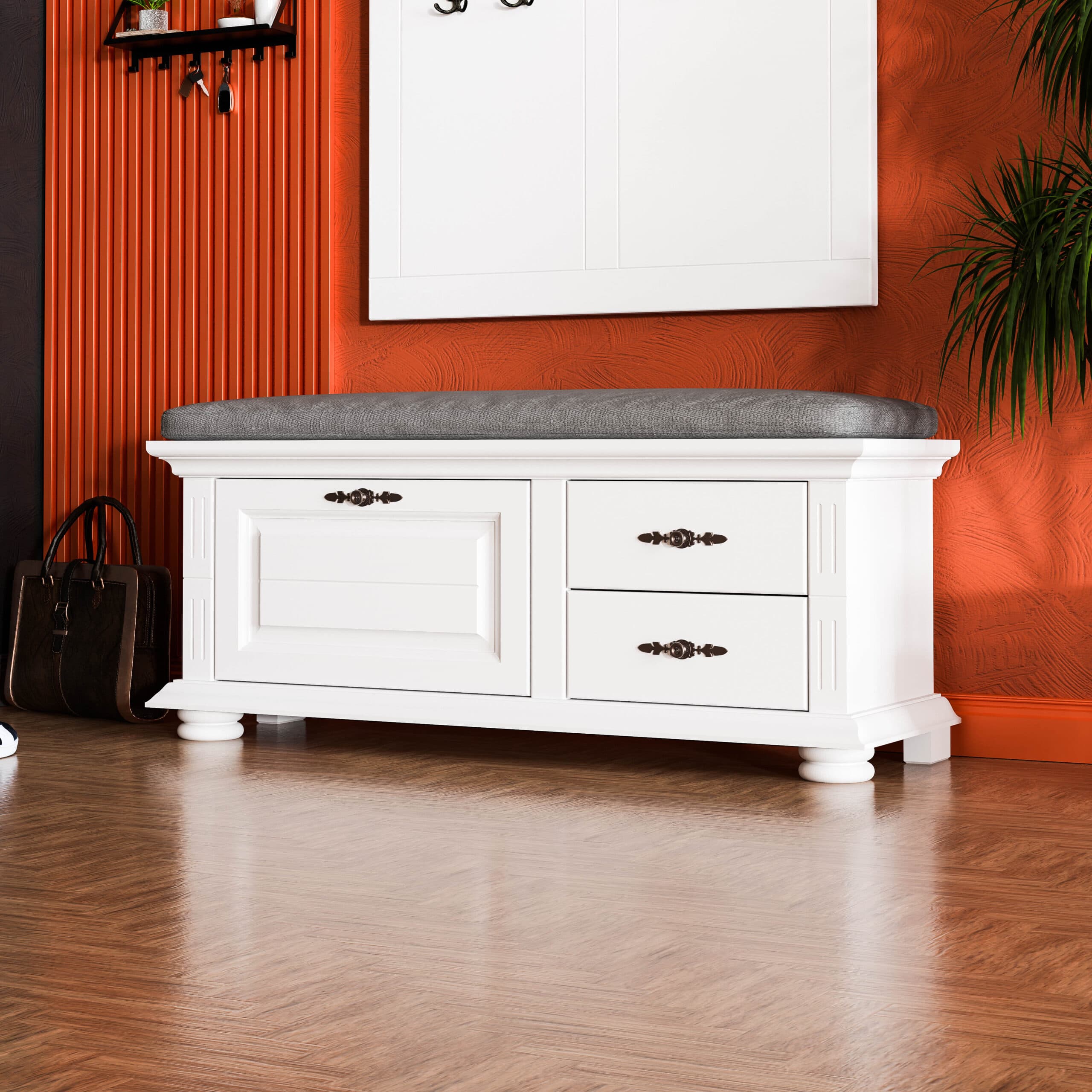 Sitzbank „Skagen“ aus Massivholz mit weichem Kissen