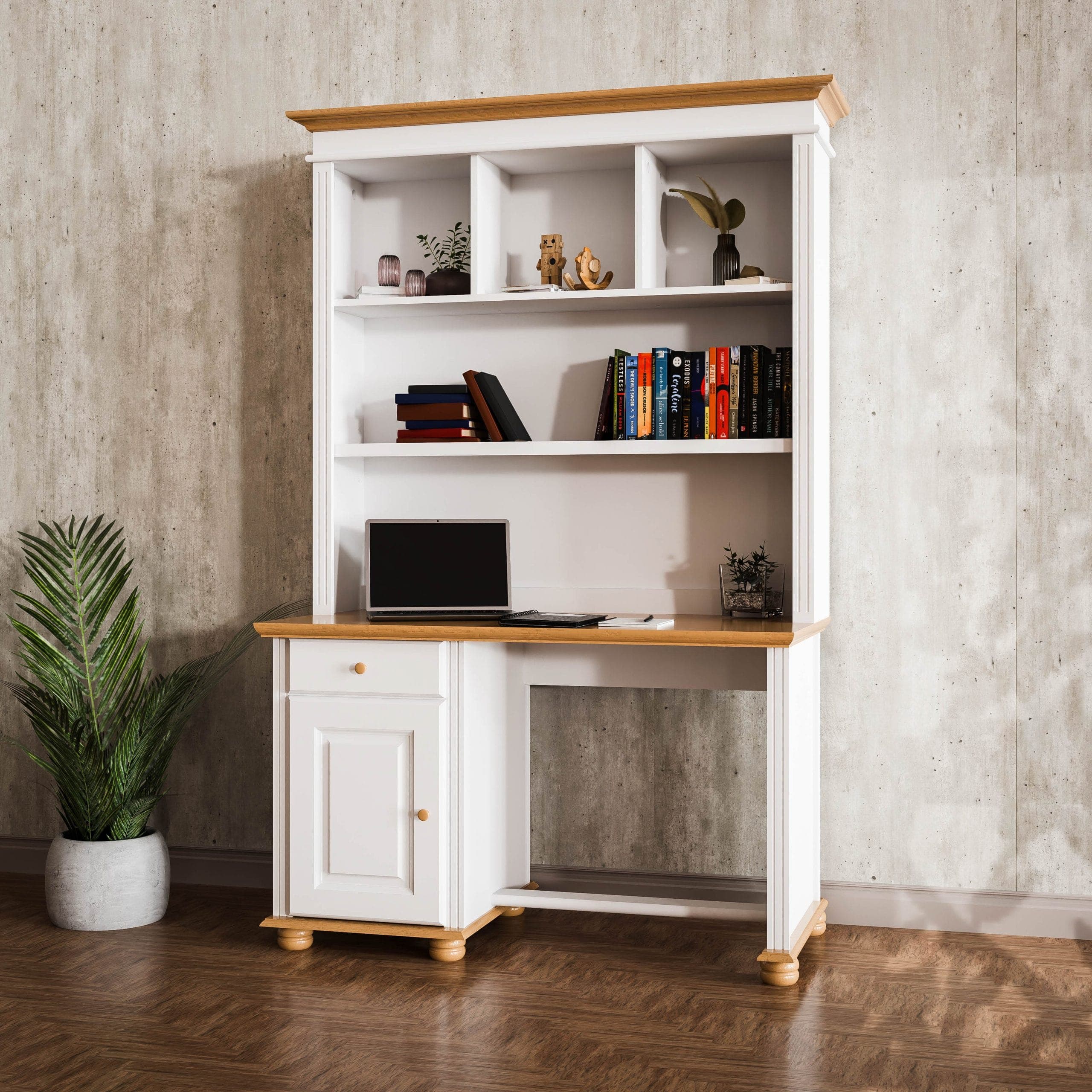Schreibtisch mit Regal Nordby aus Massivholz fürs Homeoffice
