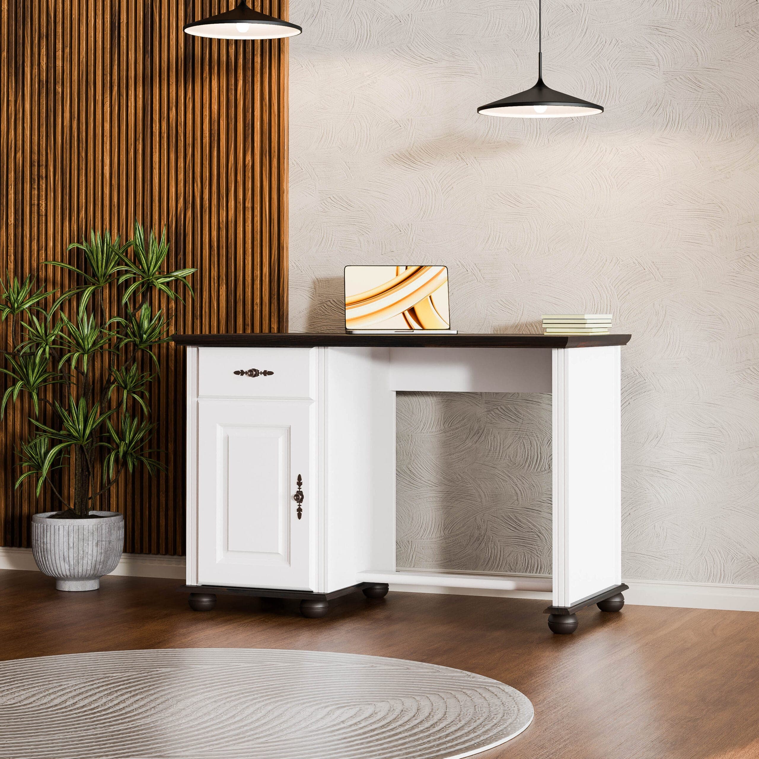 Schreibtisch Nordby aus Massivholz mit Tür und Schublade