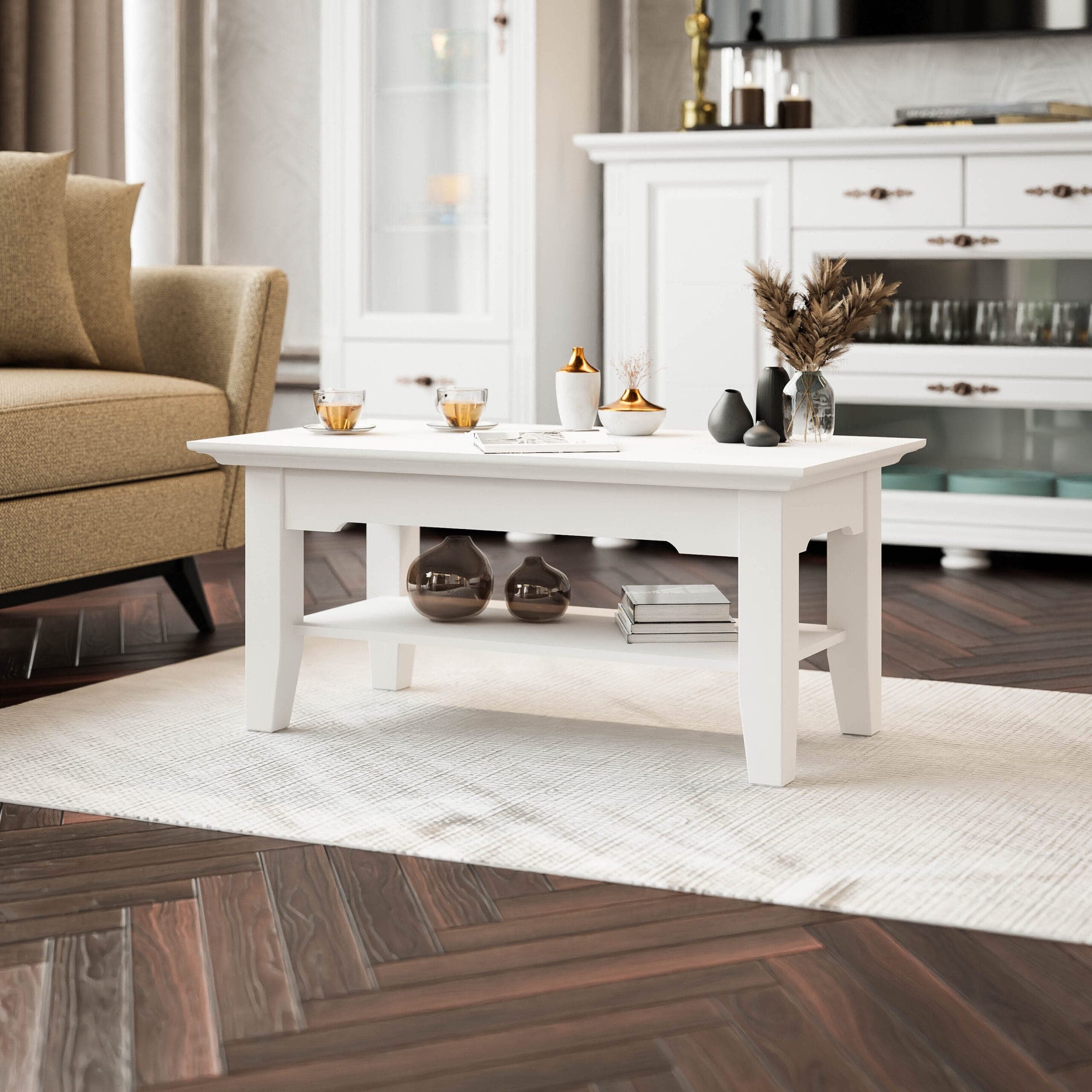 Skagen Couchtisch aus Massivholz mit praktischer Ablage