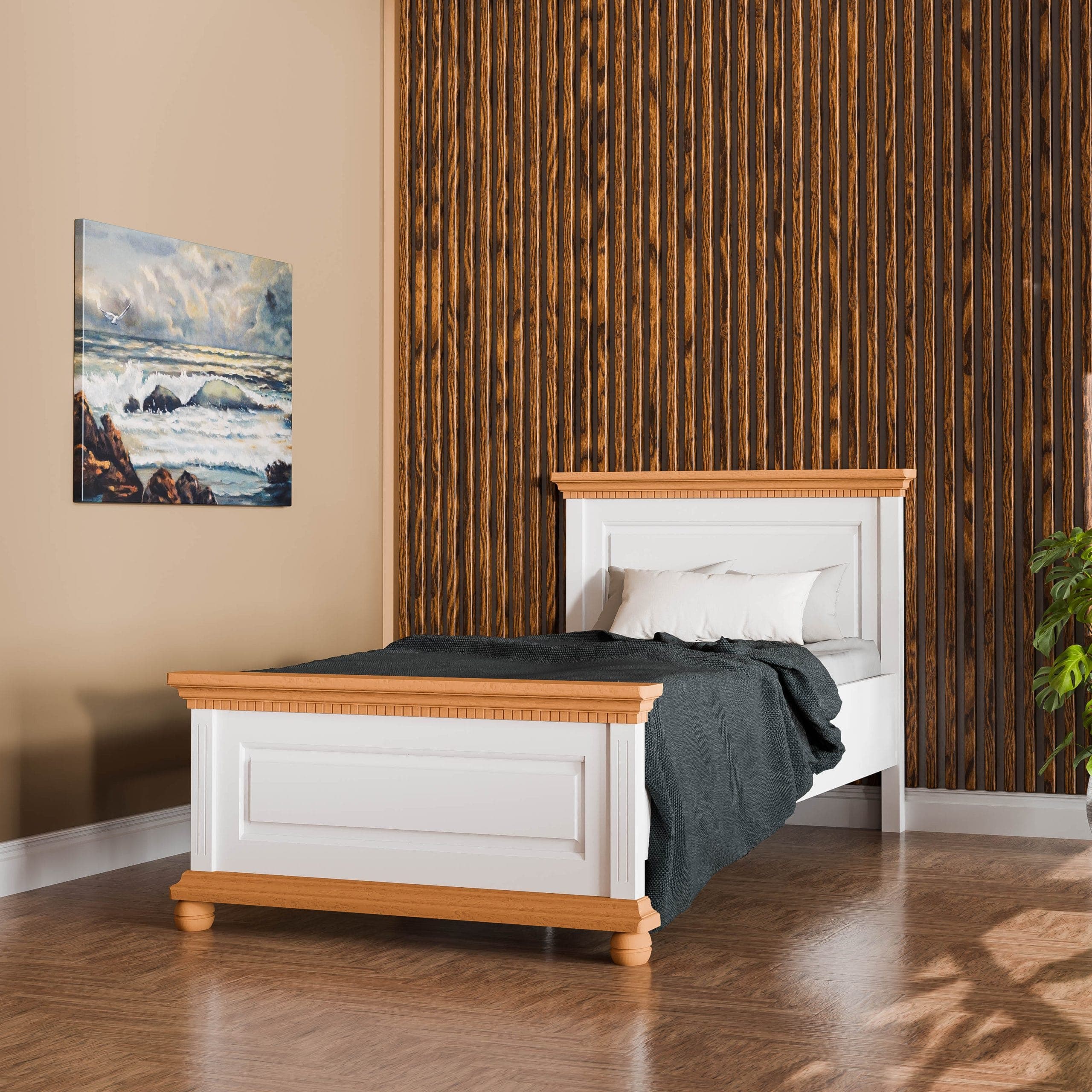 Massivholzbett „Fjord“ 90 cm mit Matratzenstützen