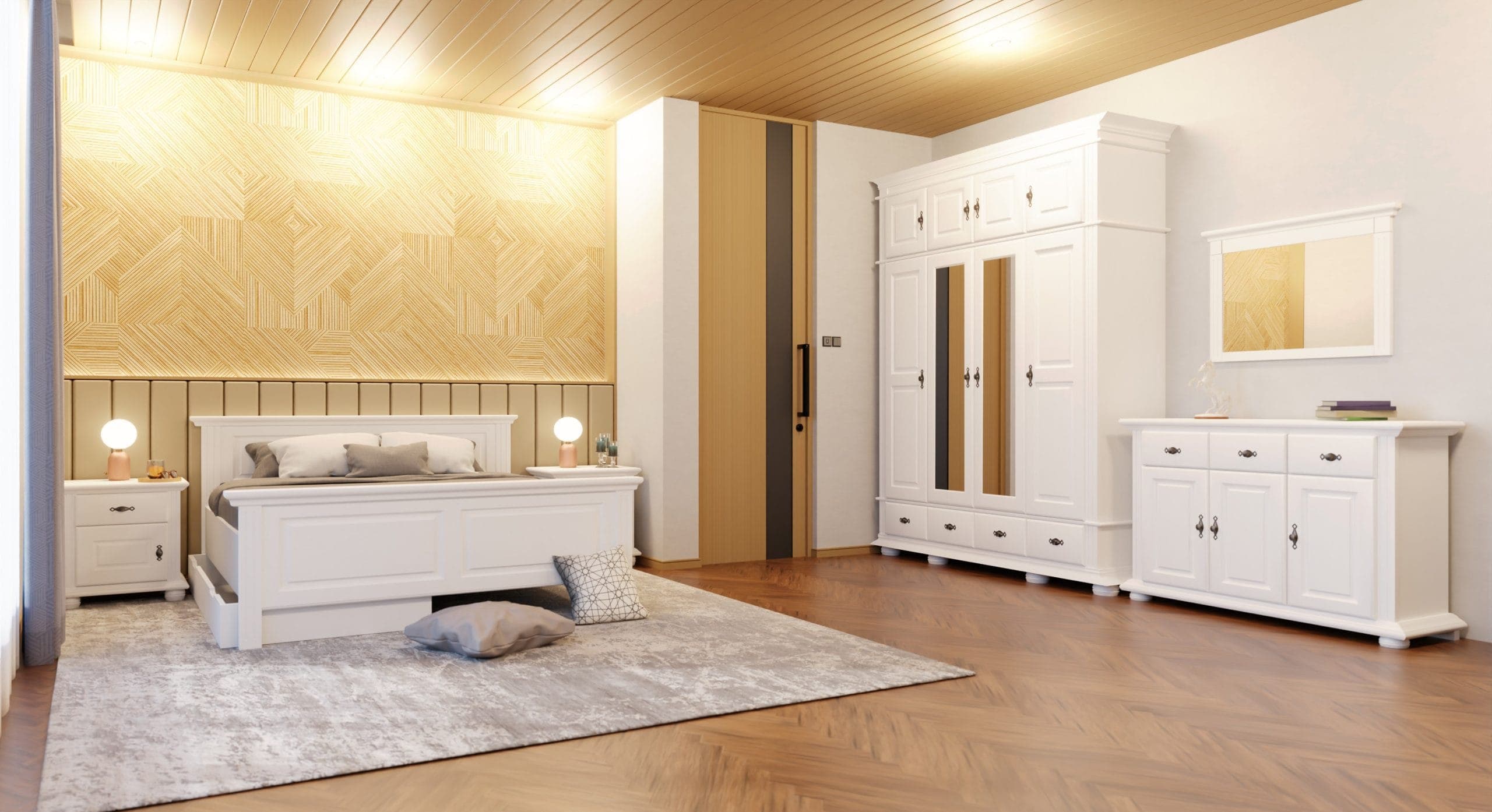 Schlafzimmer mit Massivholzmöbeln von Mobarta