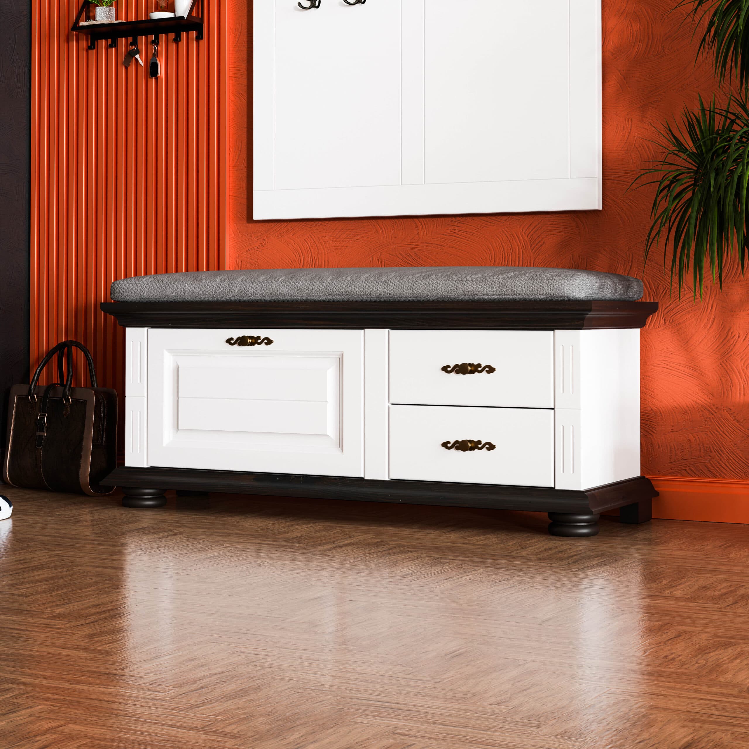 Sitzbank „Skagen“ aus Massivholz mit weichem Kissen