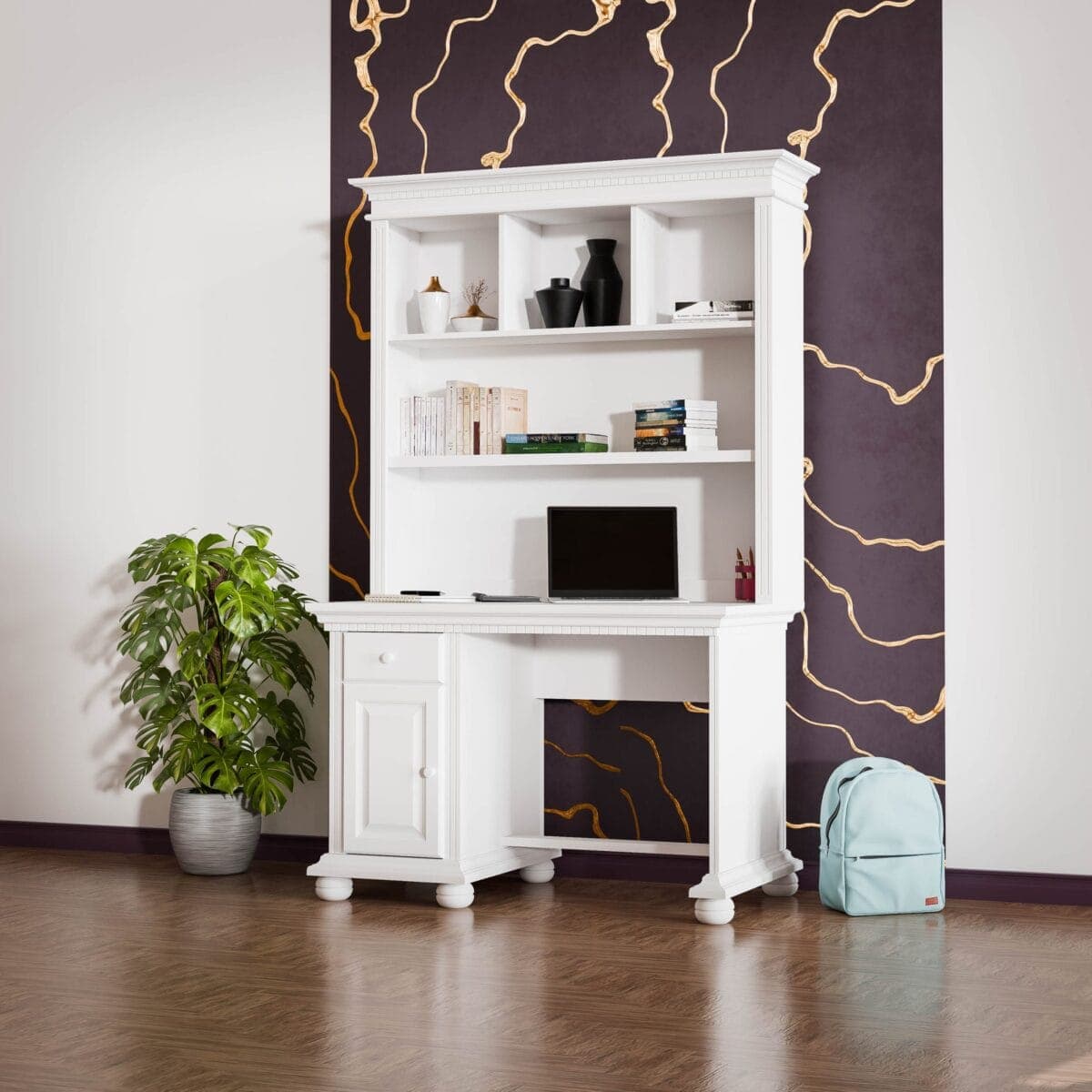 Schreibtisch mit Regal „Fjord“ aus Massivholz
