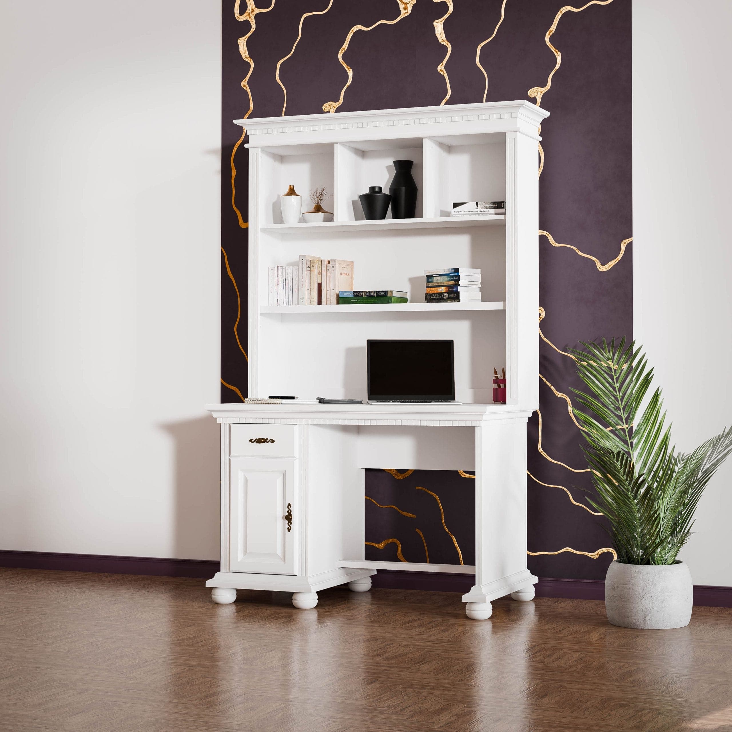 Schreibtisch mit Regal „Fjord“ aus Massivholz