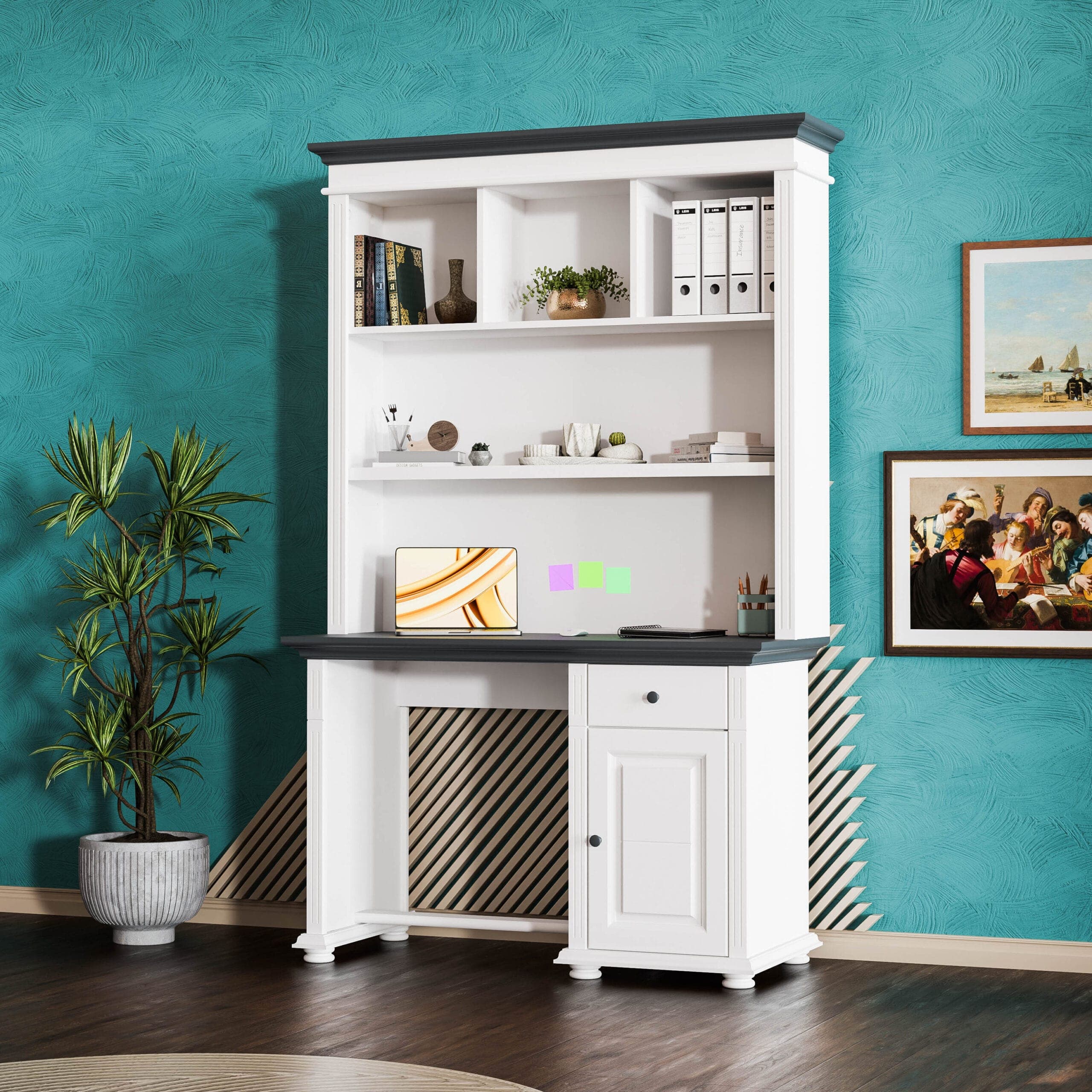 Schreibtisch mit Regal „Skagen“ aus Massivholz