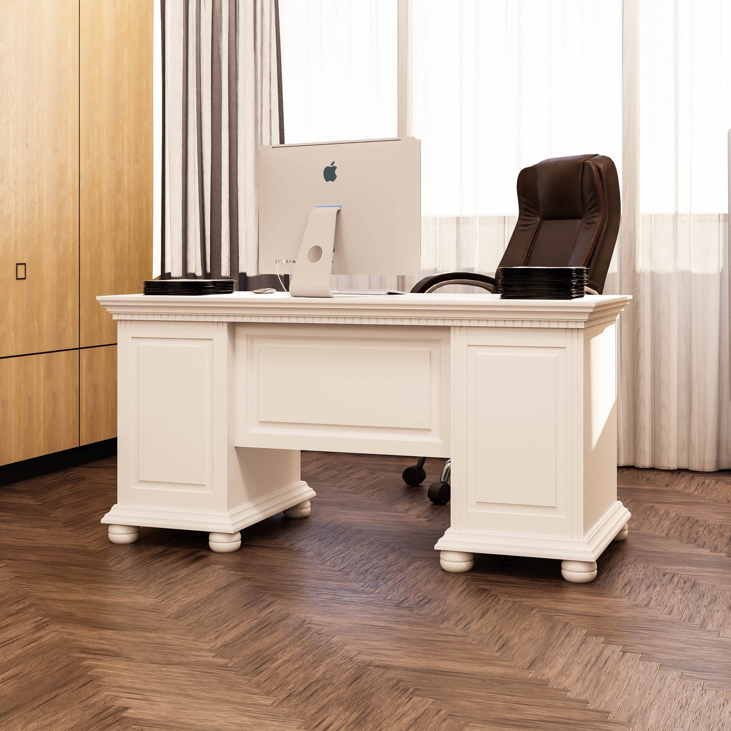 Massivholz-Schreibtisch „Fjord“ mit zwei Schränken
