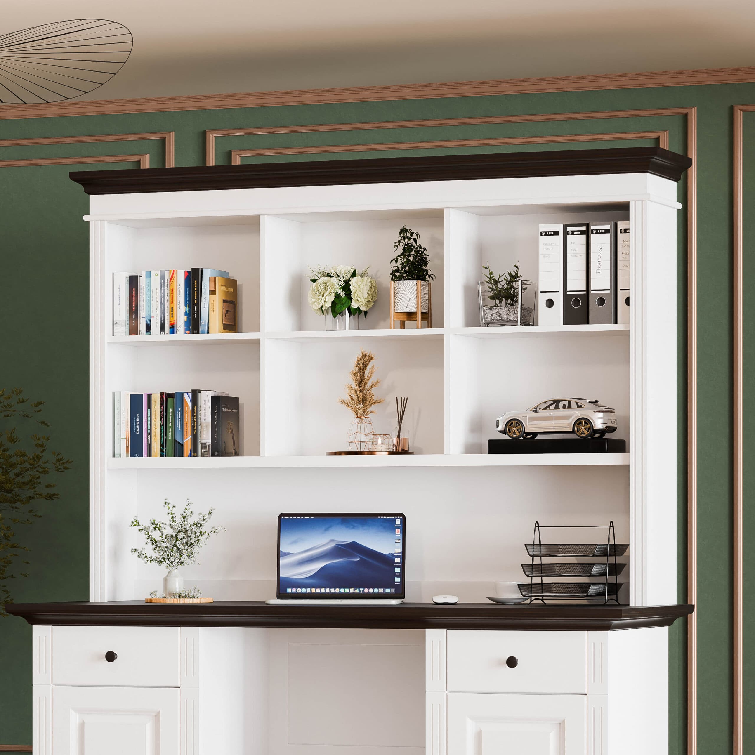 Büro-Regal Skagen aus Massivholz mit 2 Fächern