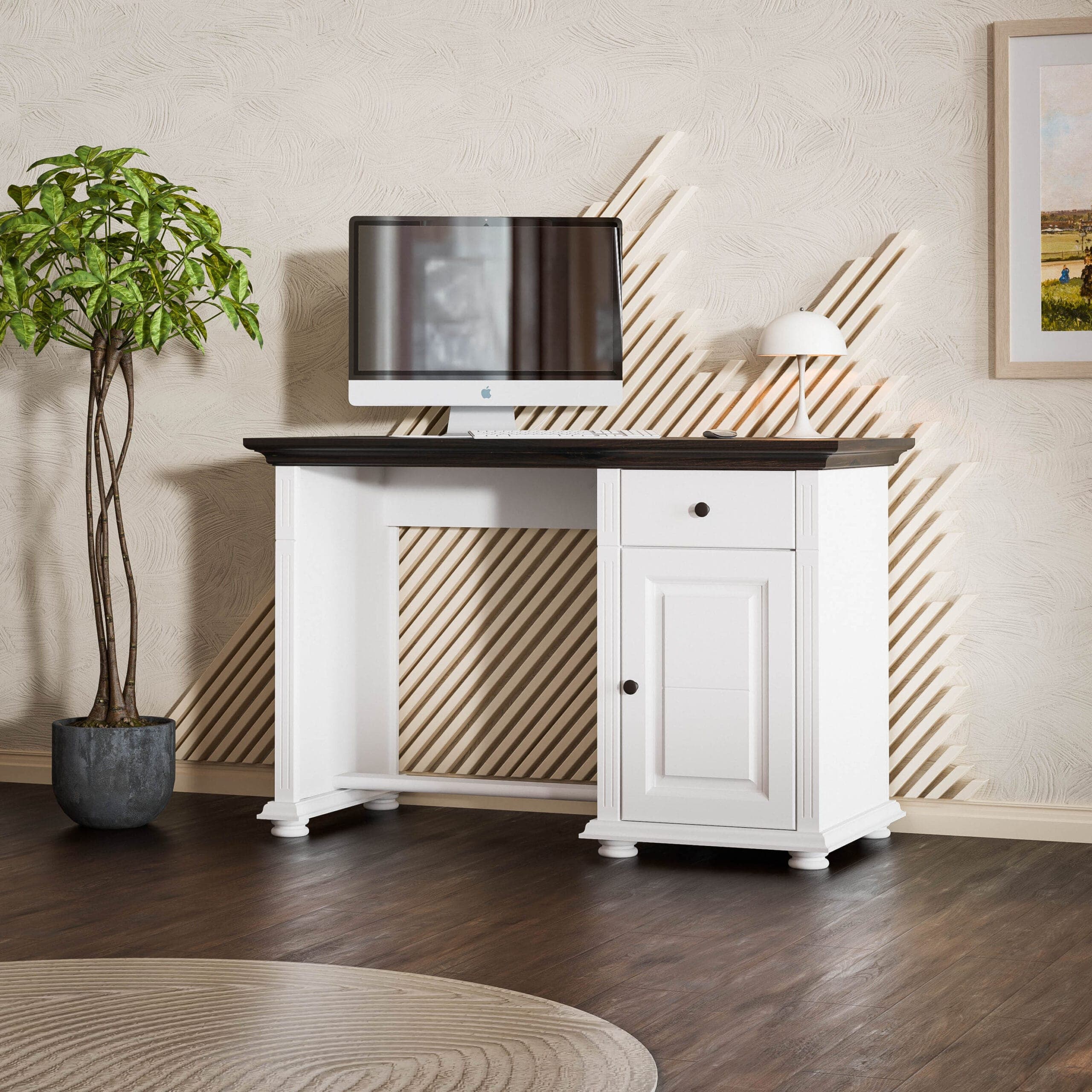 Schreibtisch „Skagen“ aus Massivholz mit Tür und Schublade