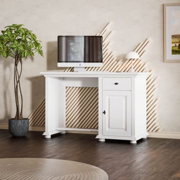 Schreibtisch „Skagen“ aus Massivholz mit Tür und Schublade