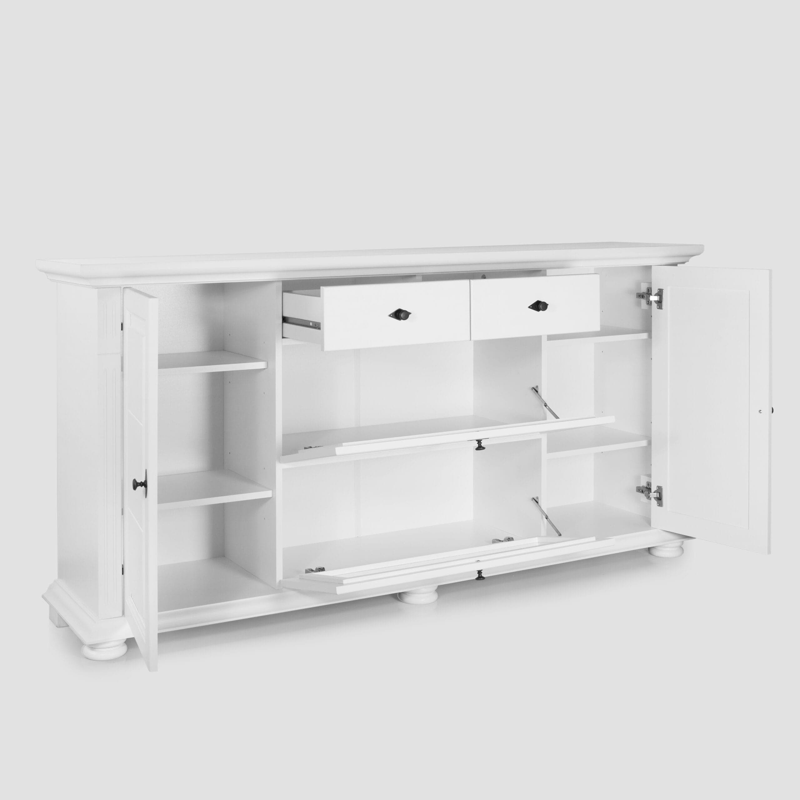 Kommode Skagen aus Massivholz, warmes Weiß & Anthrazit