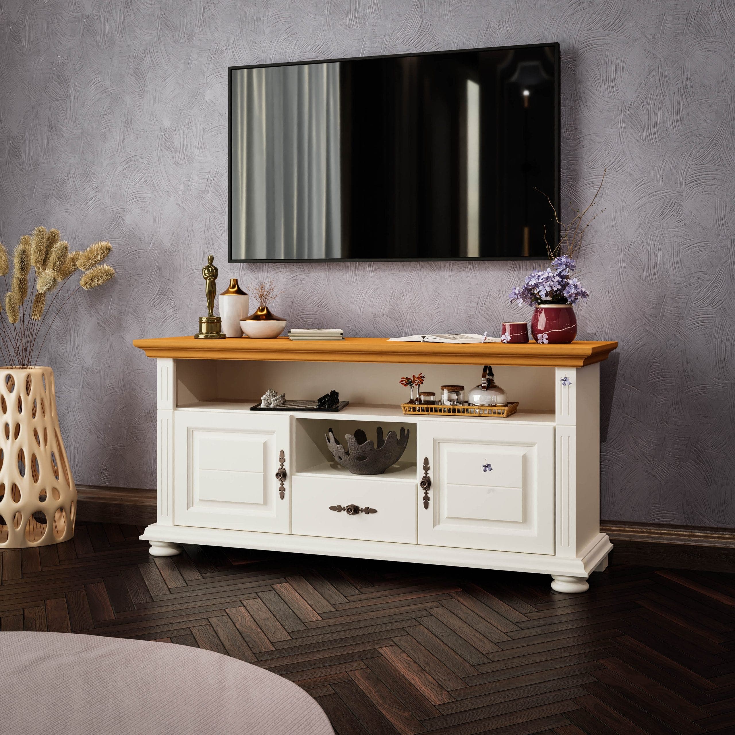 TV-Kommode Skagen Groß aus Massivholz in Vanille