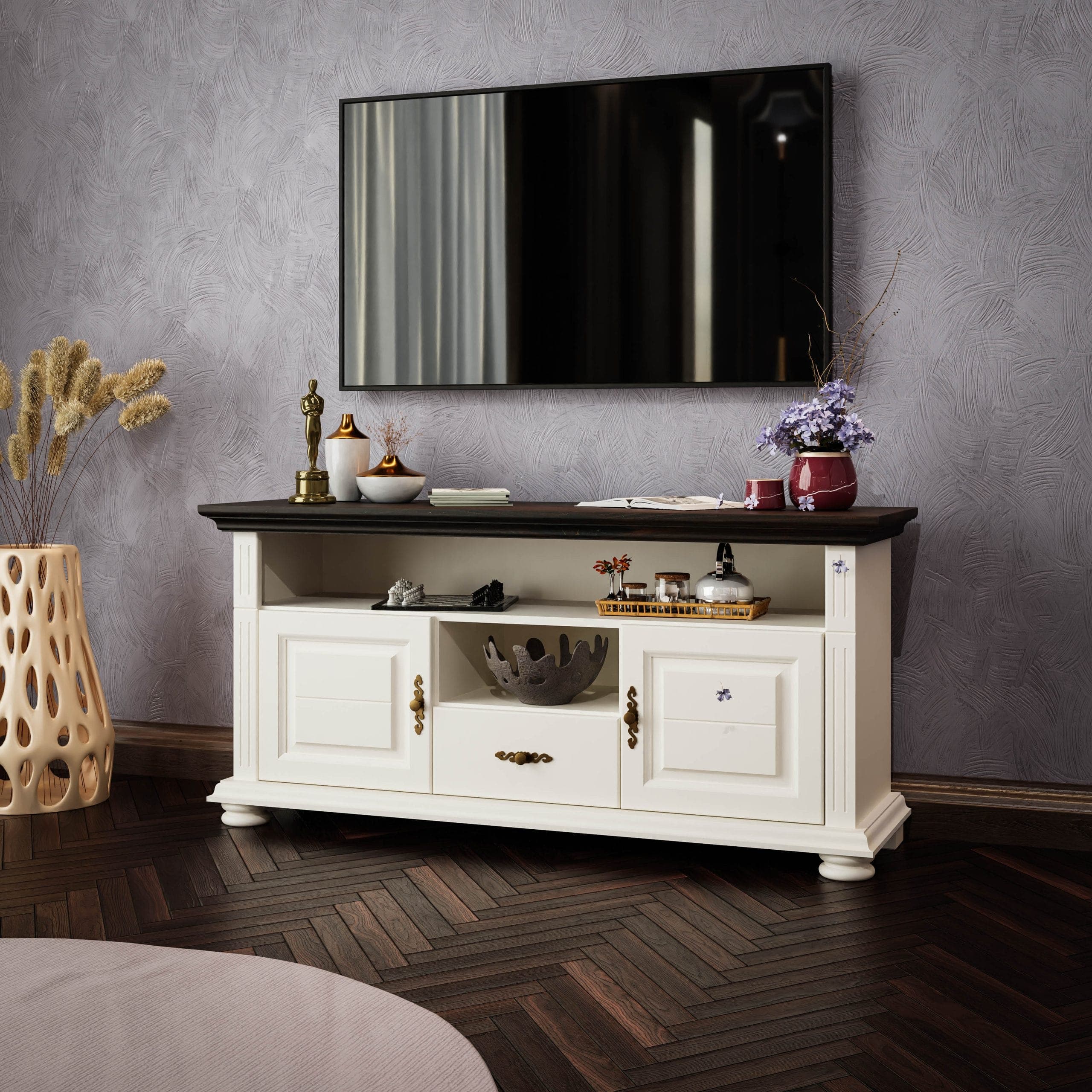 TV-Kommode Skagen Groß aus Massivholz in Vanille