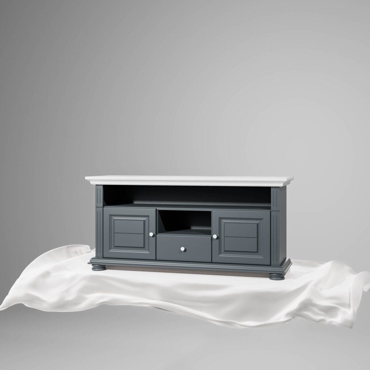Großer TV-Schrank Skagen aus Massivholz, Anthrazit