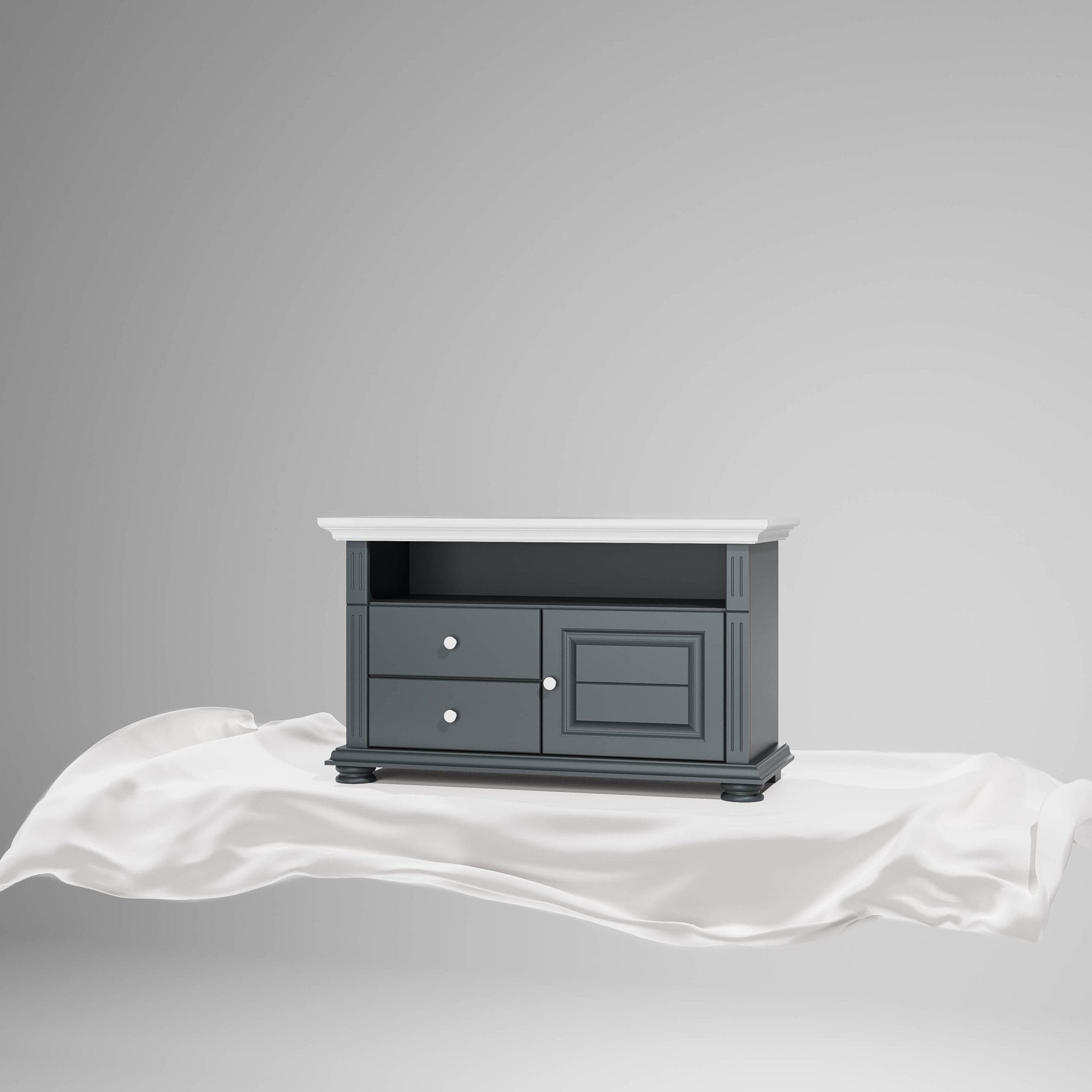 Kleiner TV-Schrank Skagen aus Massivholz, Anthrazit