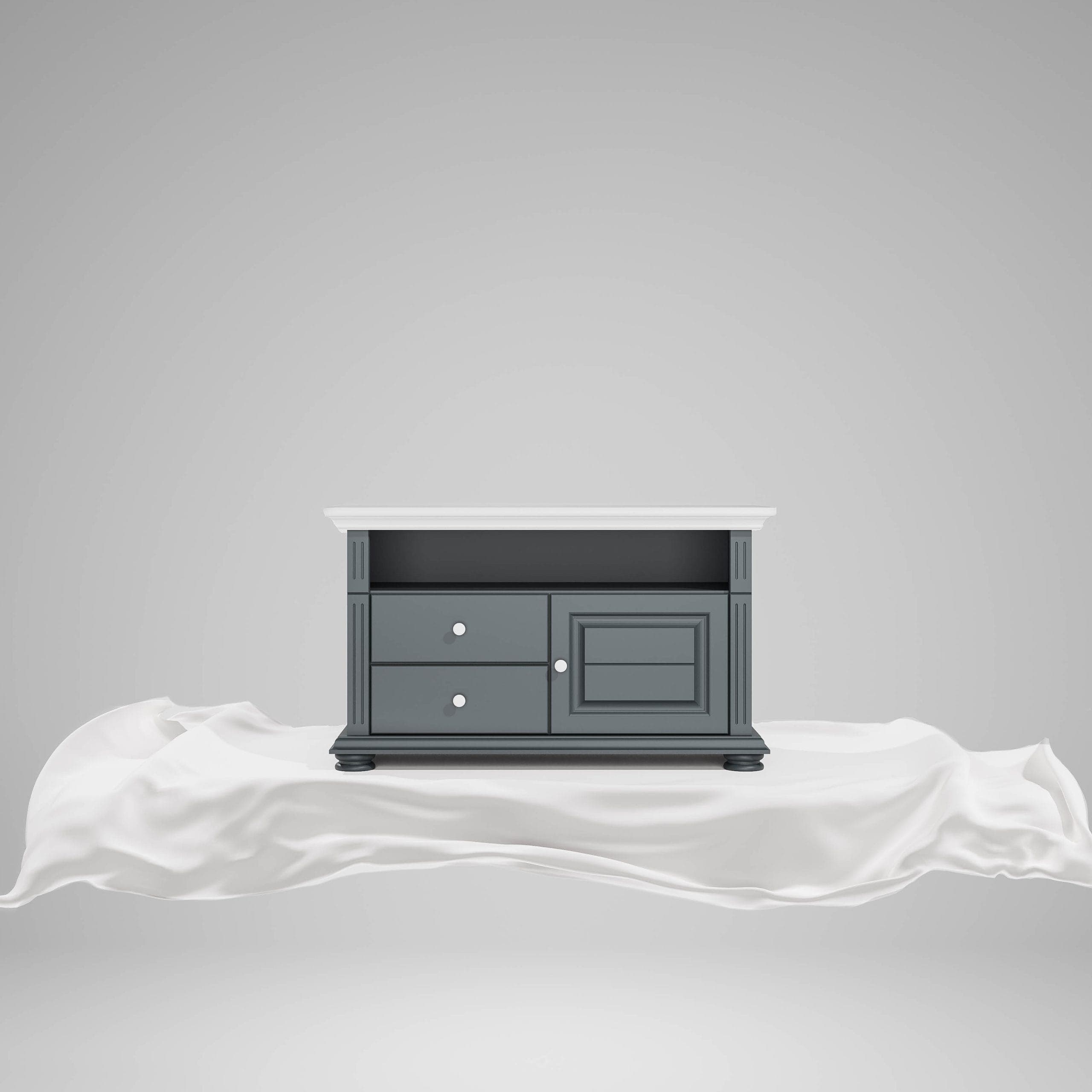 Kleiner TV-Schrank Skagen aus Massivholz, Anthrazit