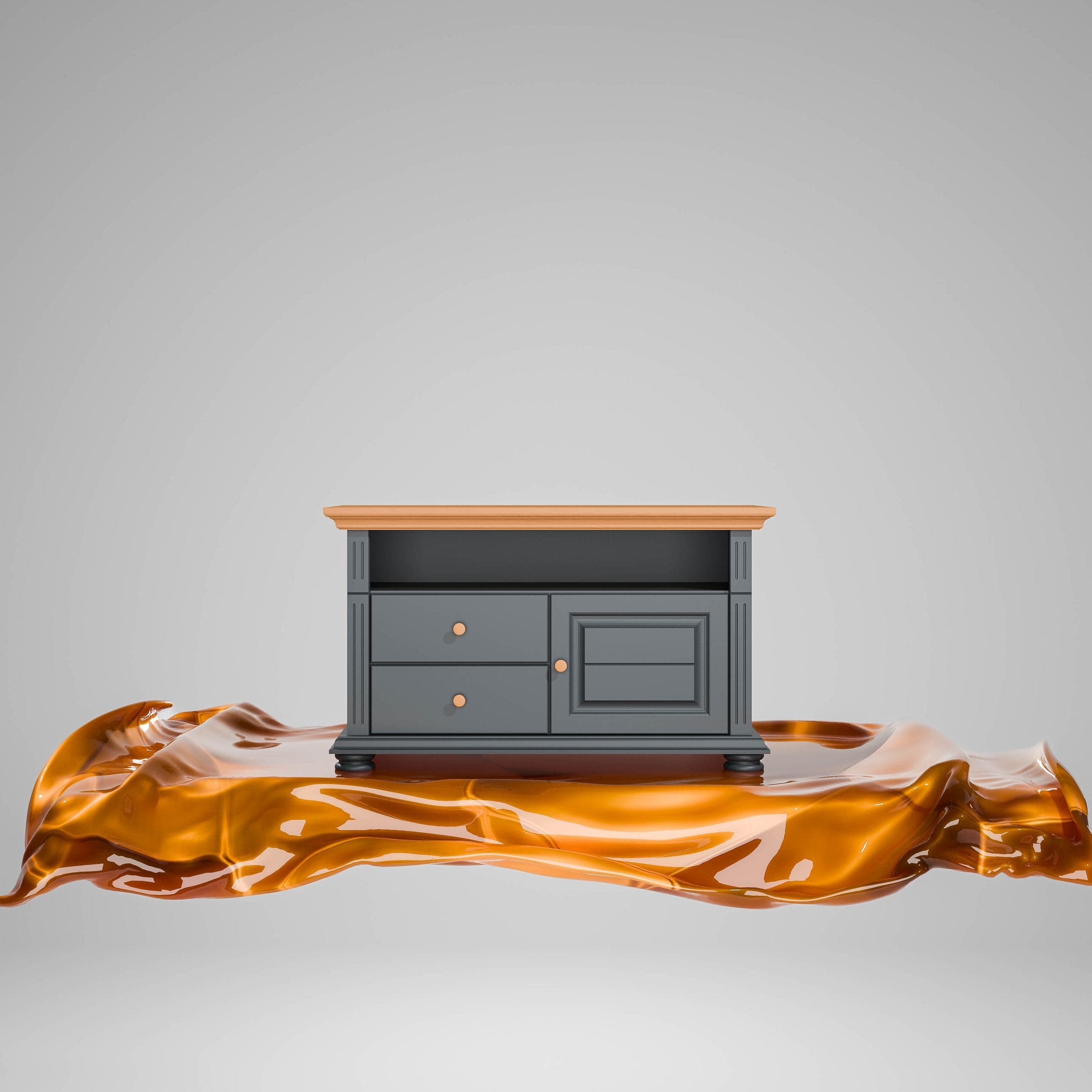 Kleiner TV-Schrank Skagen aus Massivholz, Anthrazit