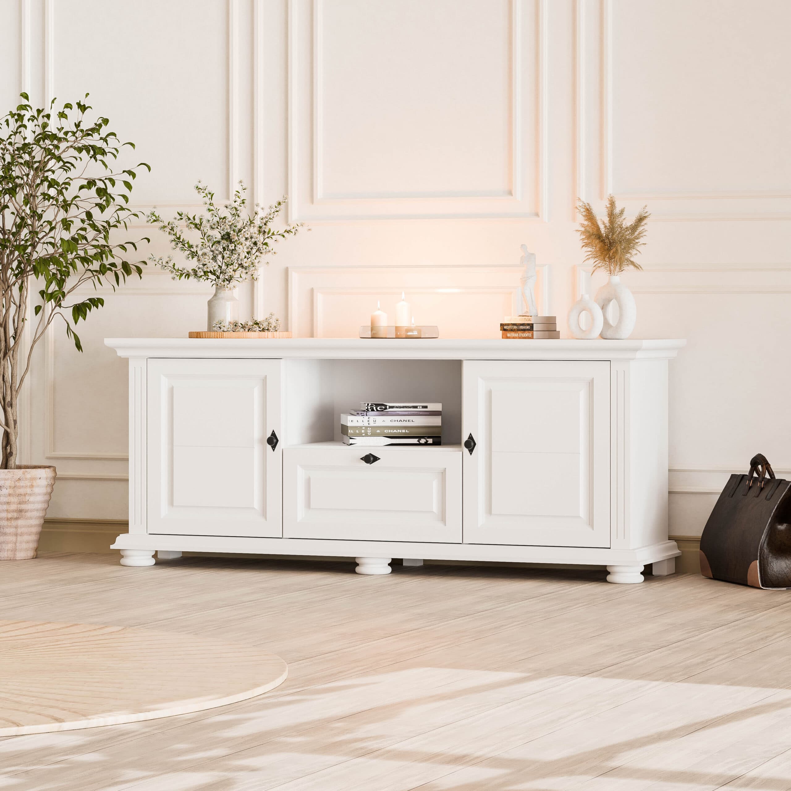 TV-Kommode 160 „Skagen“ aus Massivholz, modern und elegant