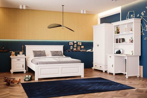 Nordby-Schlafzimmer aus Massivholz mit Bett und Kleiderschrank