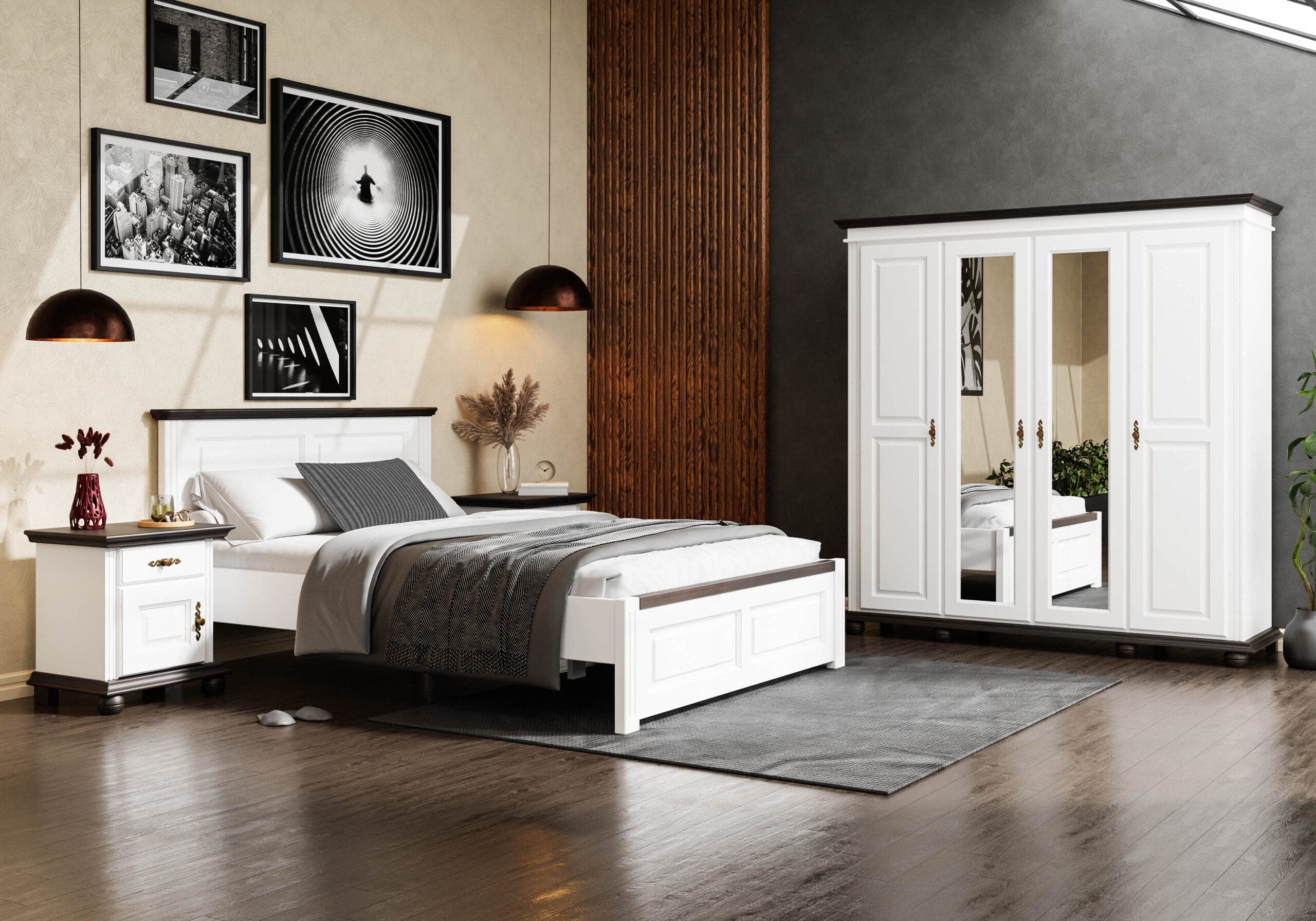Massivholz-Schlafzimmer „Nordby“ mit Bett und Kleiderschrank