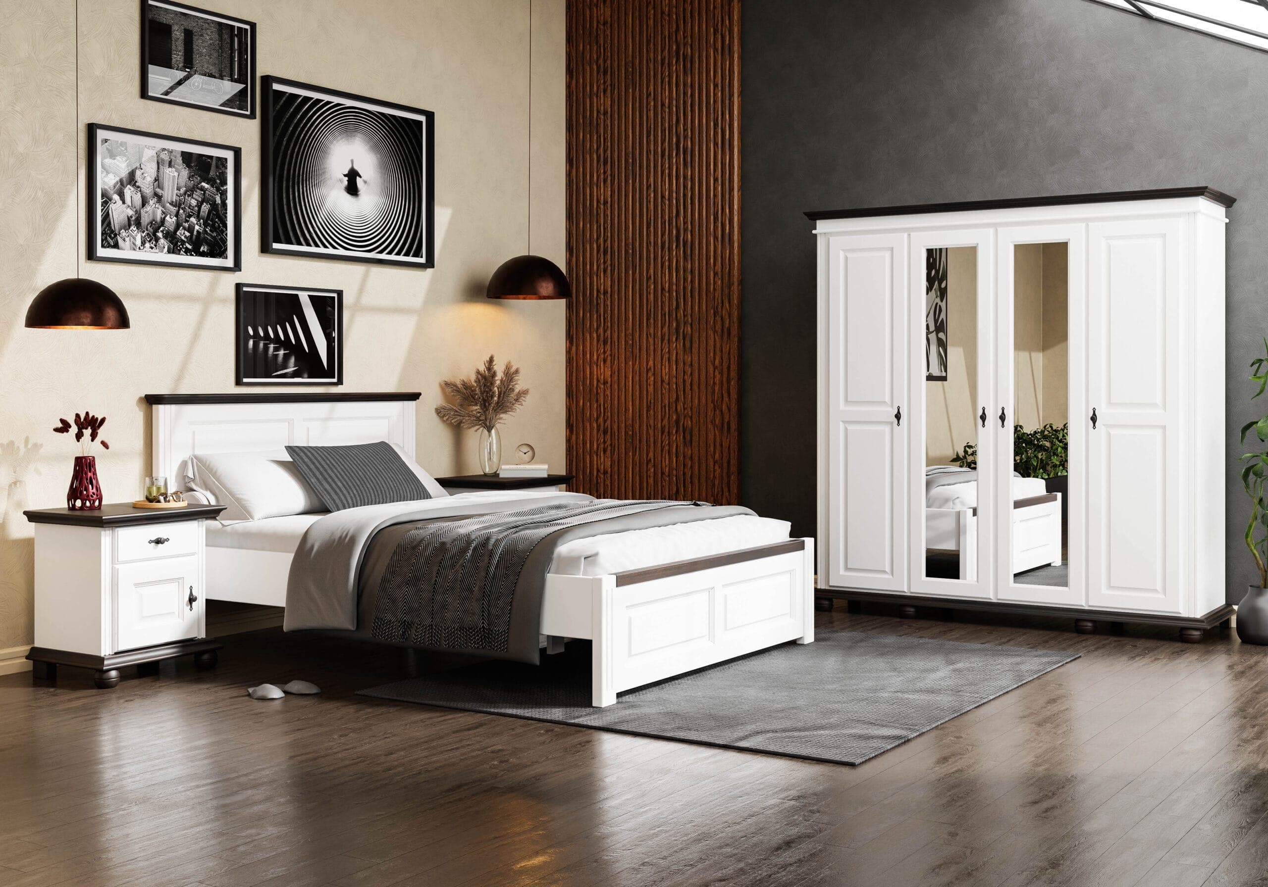 Massivholz-Schlafzimmer „Nordby“ mit Bett und Kleiderschrank