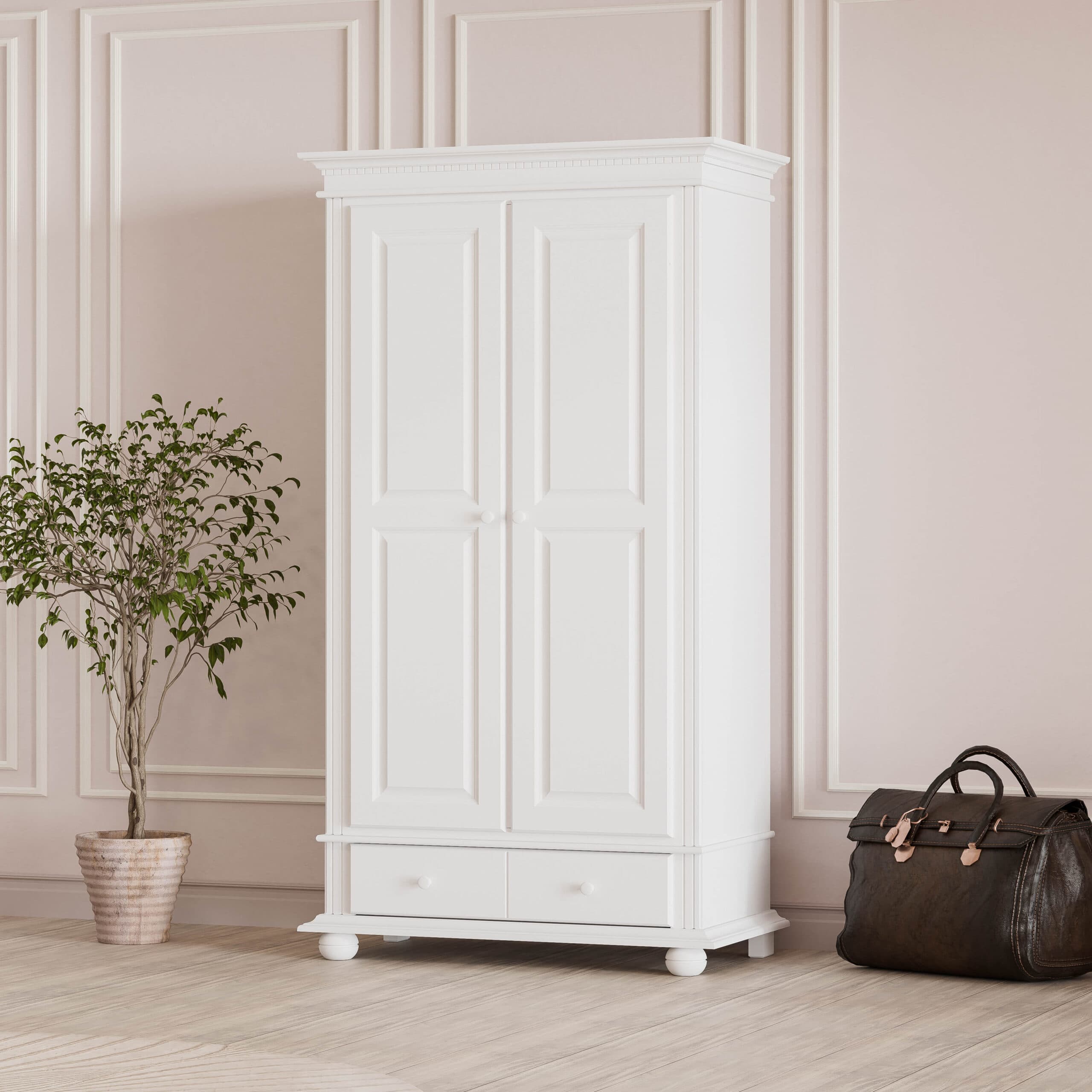 Massivholz-Schrank Fjord mit 2 Türen und Schublade, 110 cm