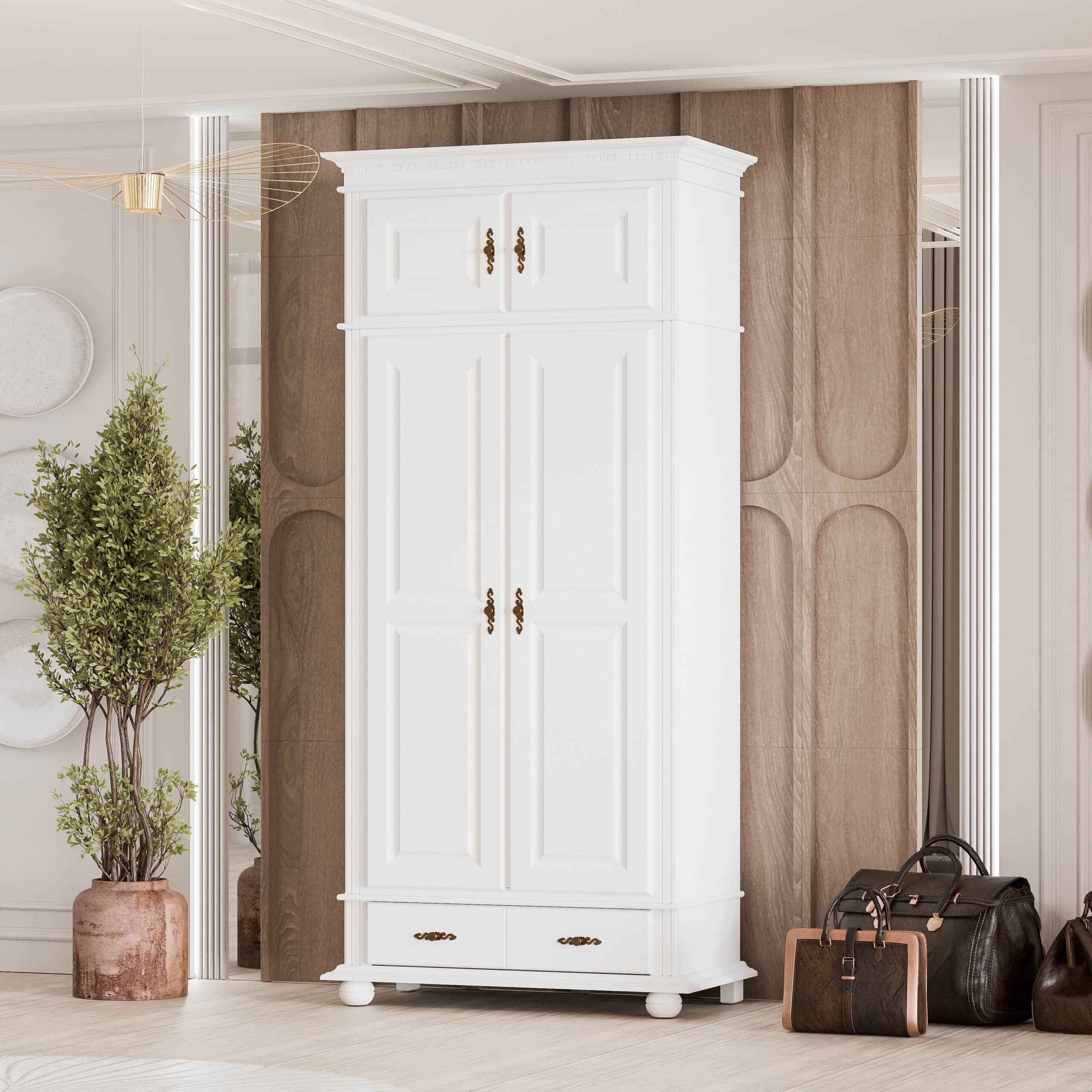 Fjord Massivholzschrank, 2 Türen mit Aufsatz, 110 cm