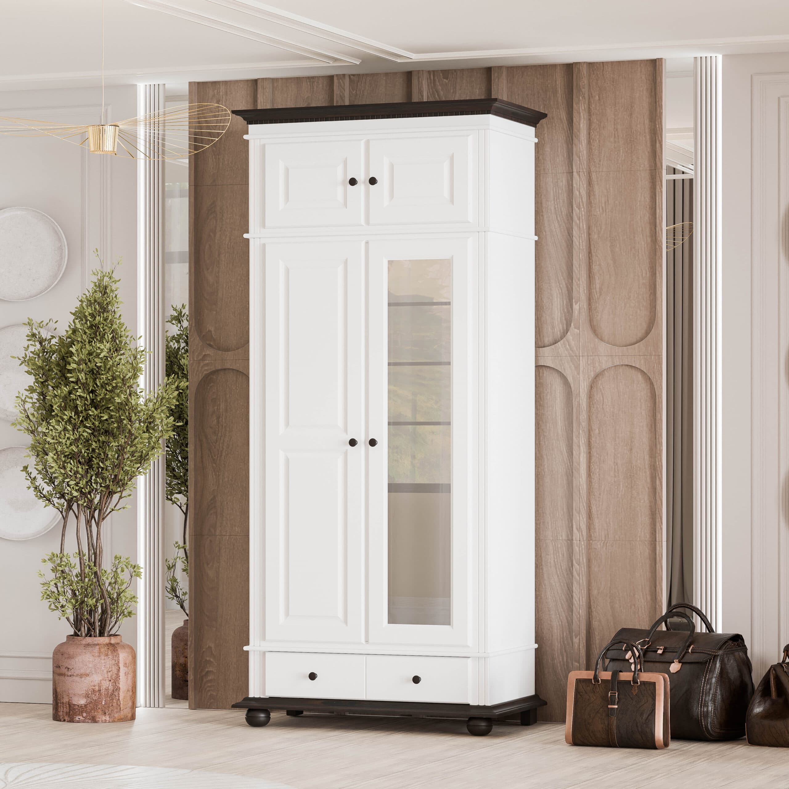 Fjord Massivholzschrank, 2 Türen mit Aufsatz, 110 cm