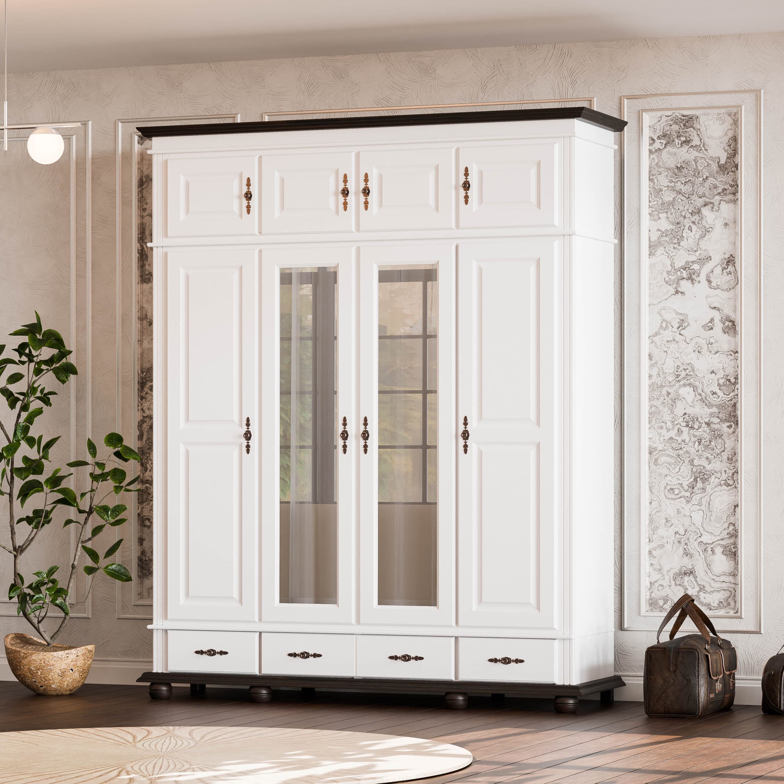 Nordby Massivholzschrank mit 4 Türen, Höhe 260 cm