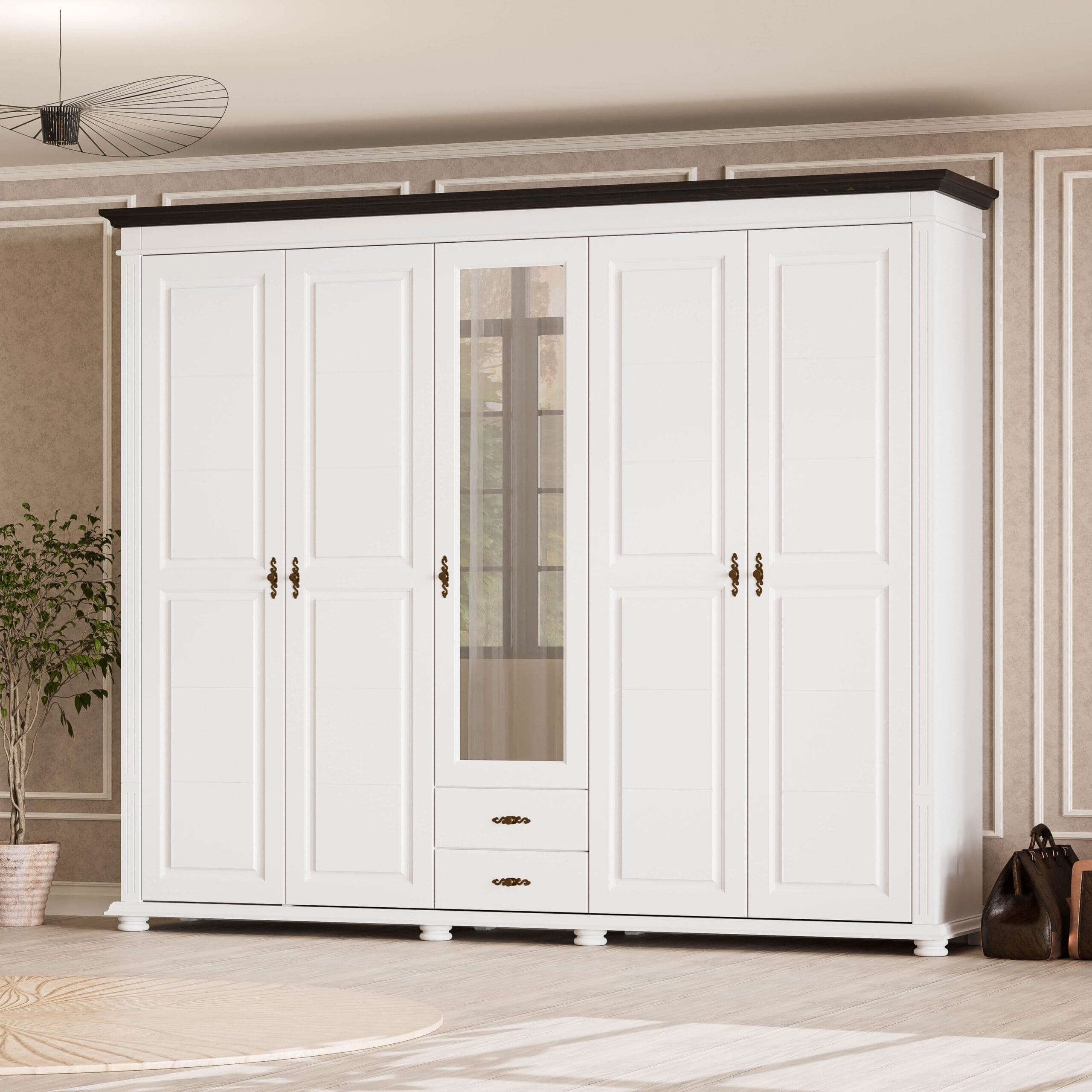 Massivholzschrank „Skagen“ mit 5 Türen, 242 cm