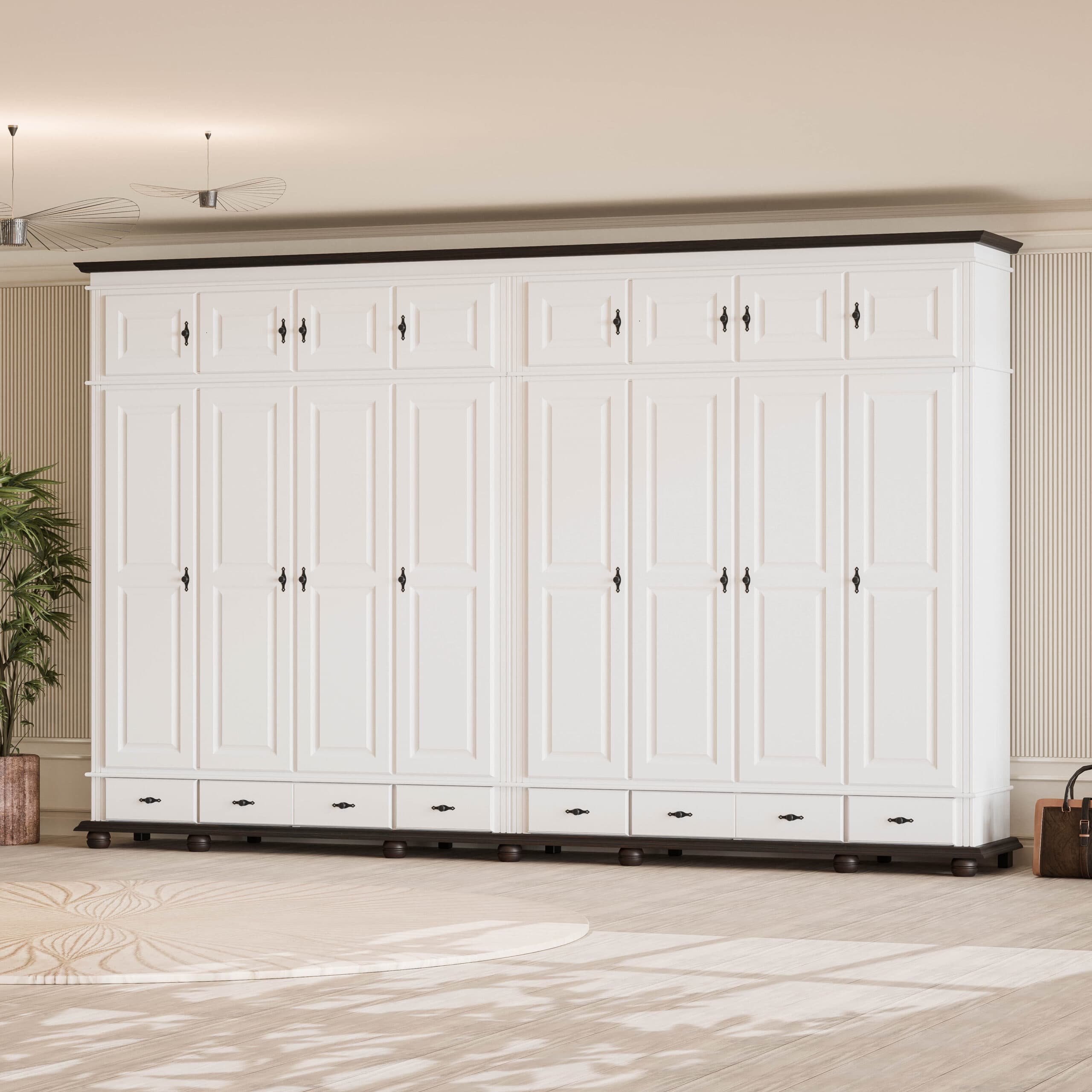 8-türiger Massivholzschrank Nordby mit Aufsatz, 260 cm