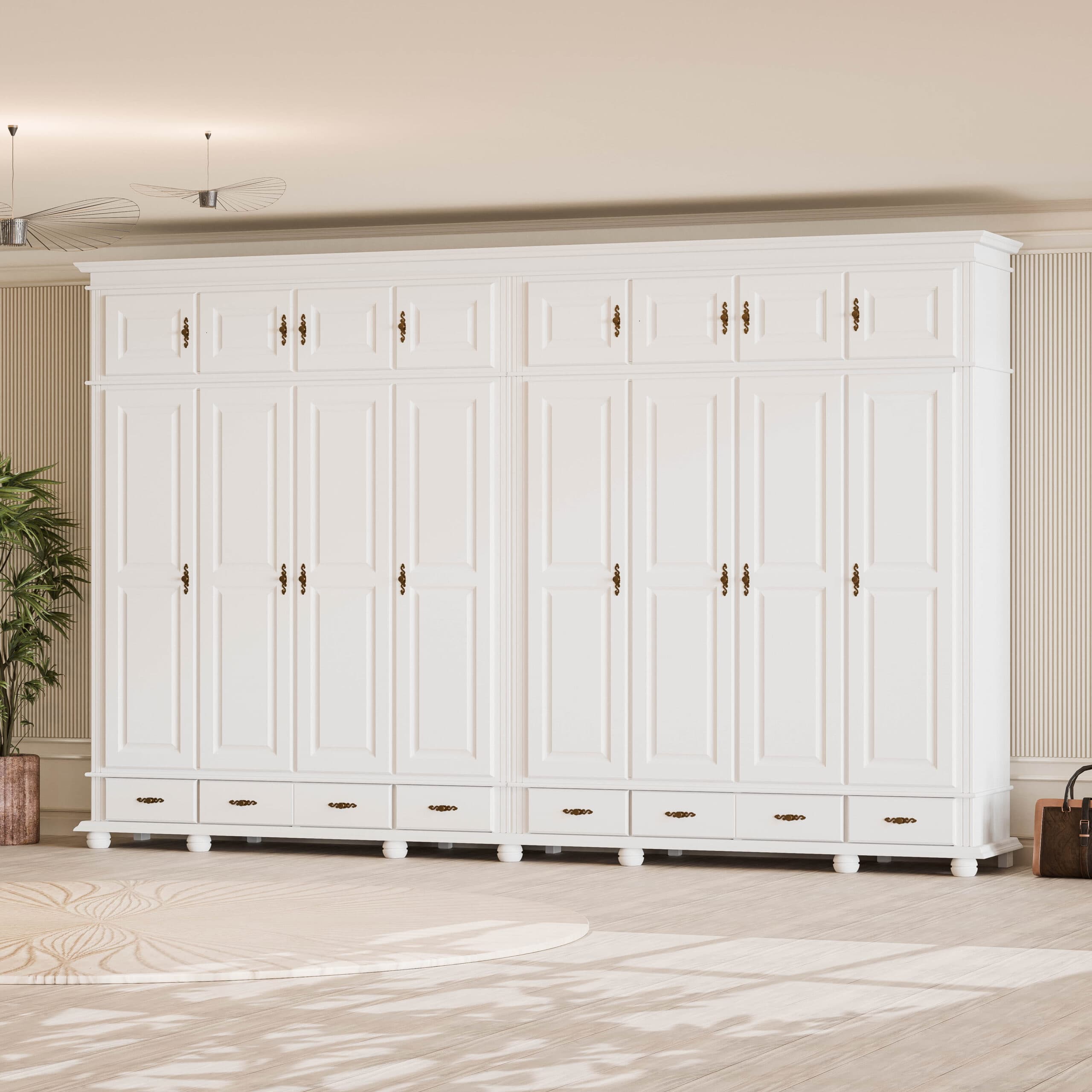 8-türiger Massivholzschrank Nordby mit Aufsatz, 260 cm