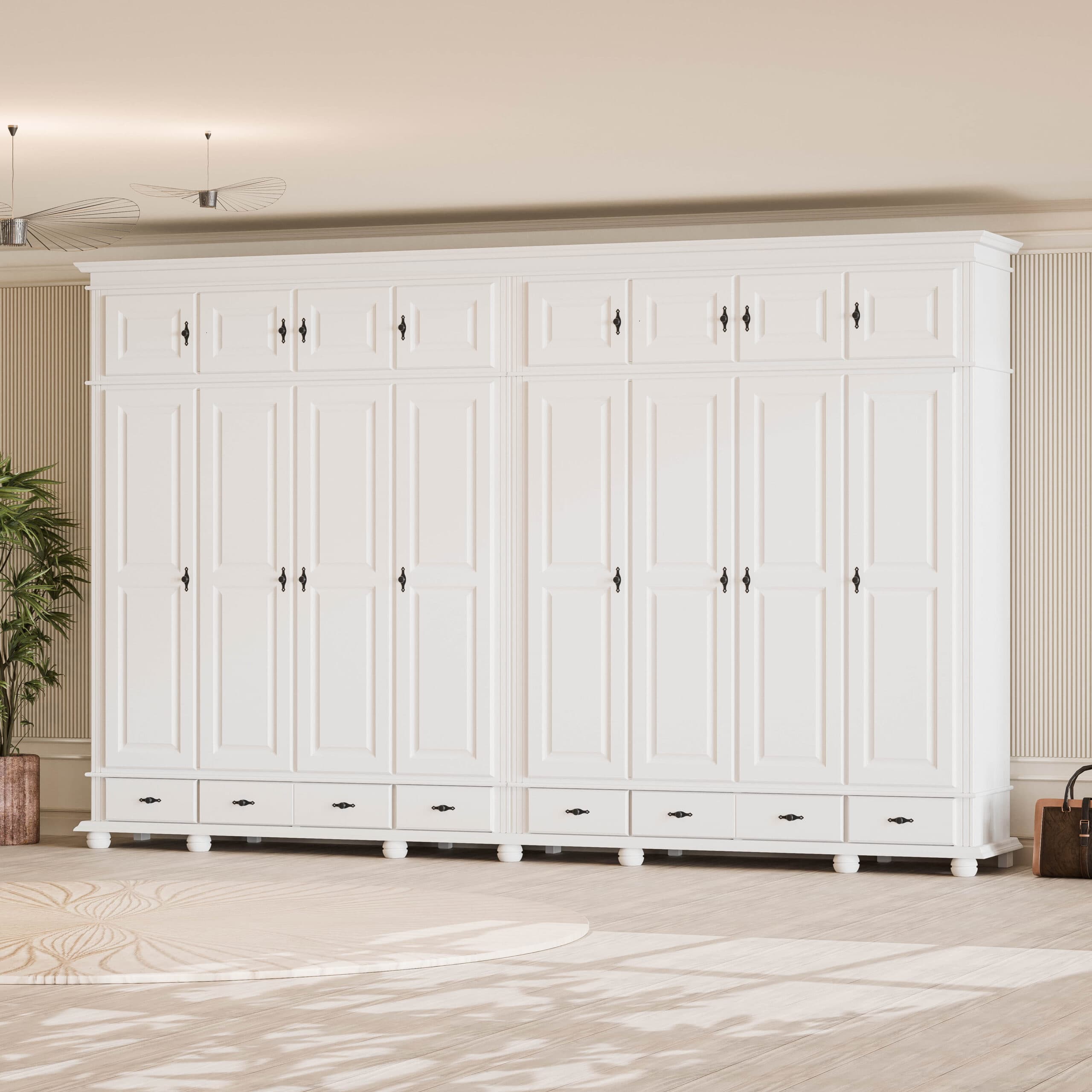 8-türiger Massivholzschrank Nordby mit Aufsatz, 260 cm