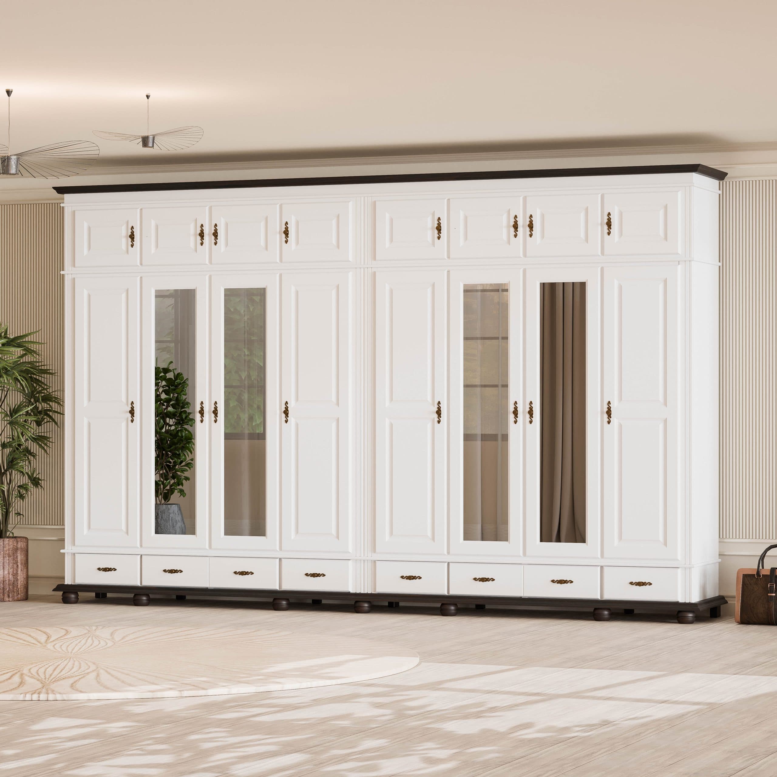 8-türiger Massivholzschrank Nordby mit Aufsatz, 260 cm