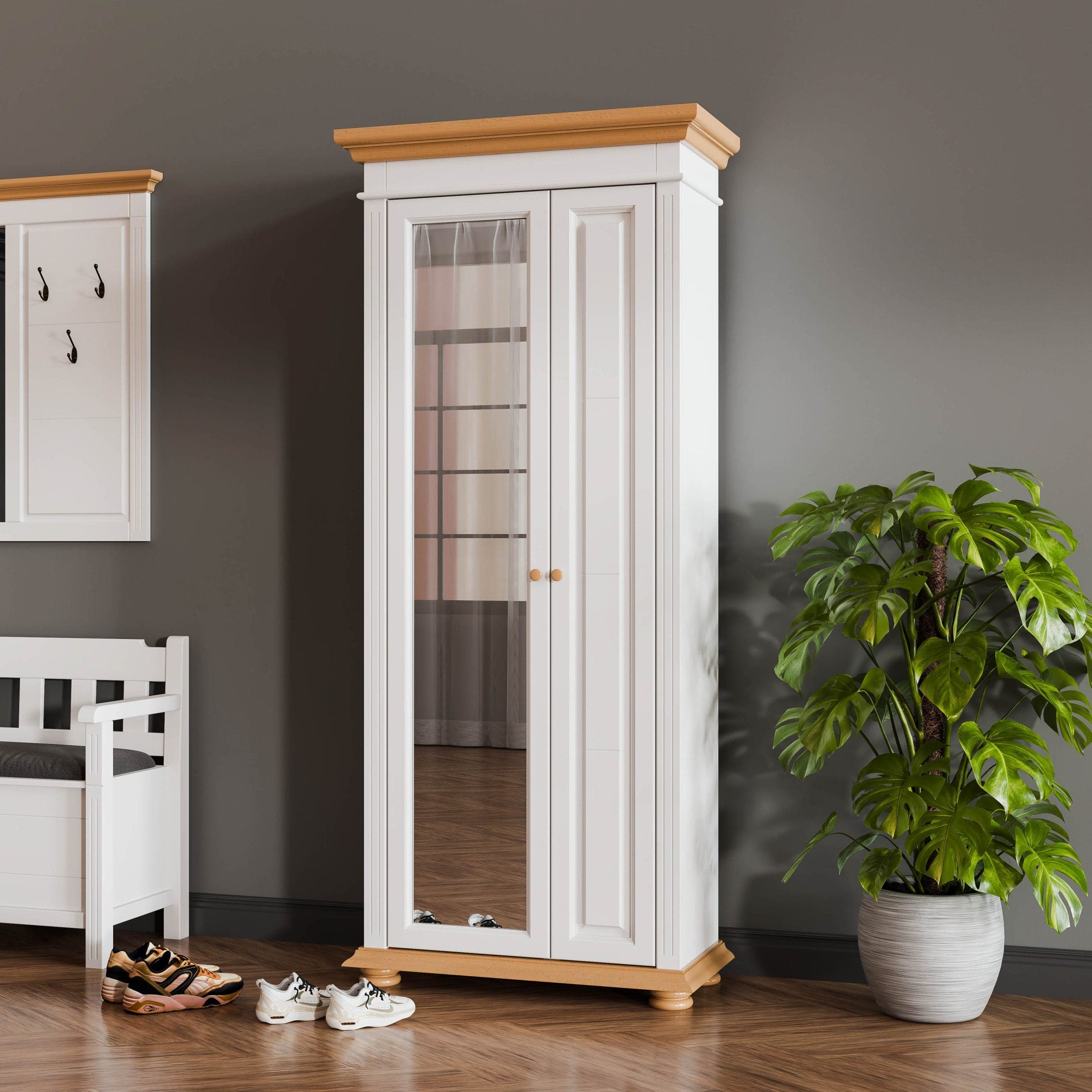 Asymmetrischer Massivholzschrank Skagen für den Flur