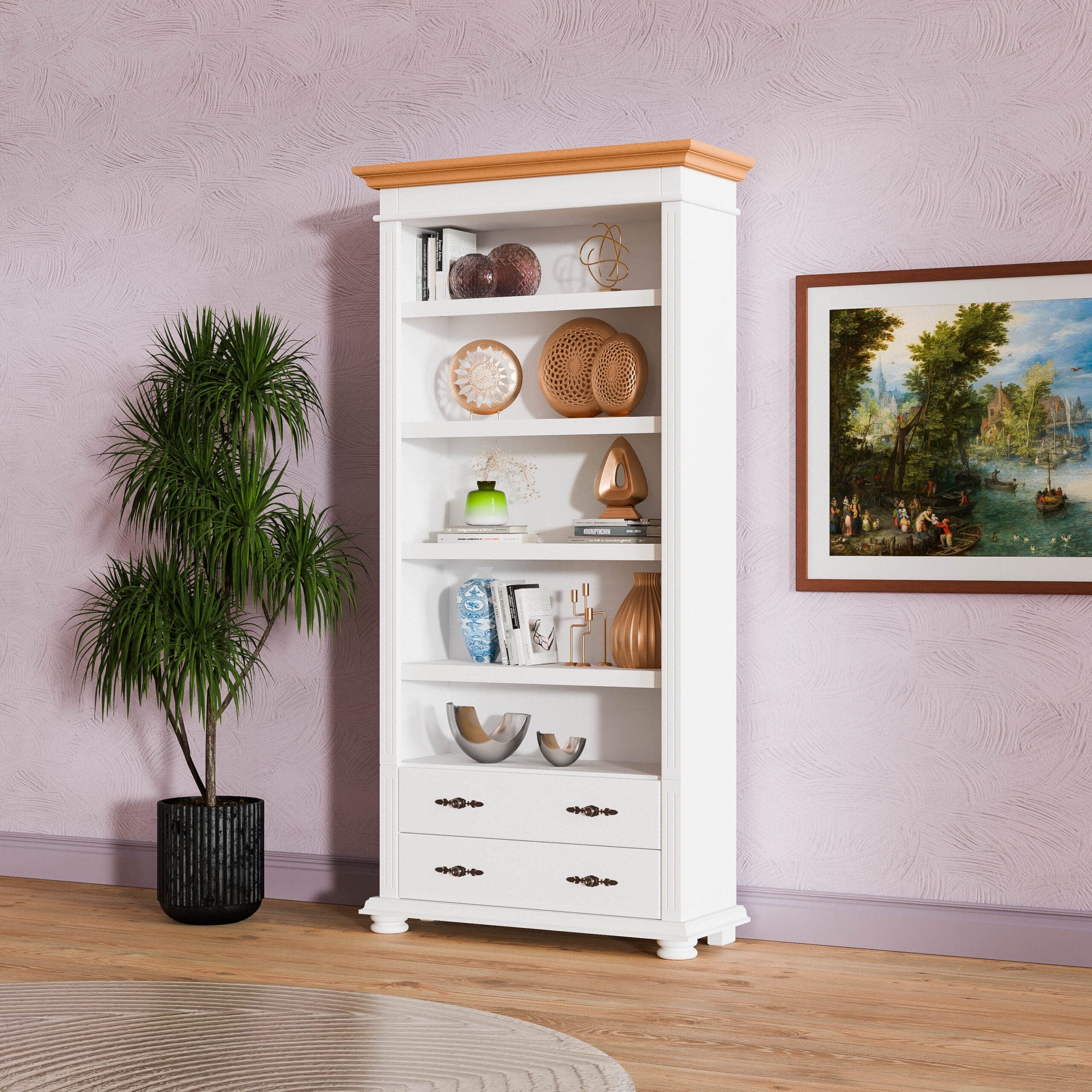Regal „Skagen“ aus Massivholz für Schreibtisch und Büro