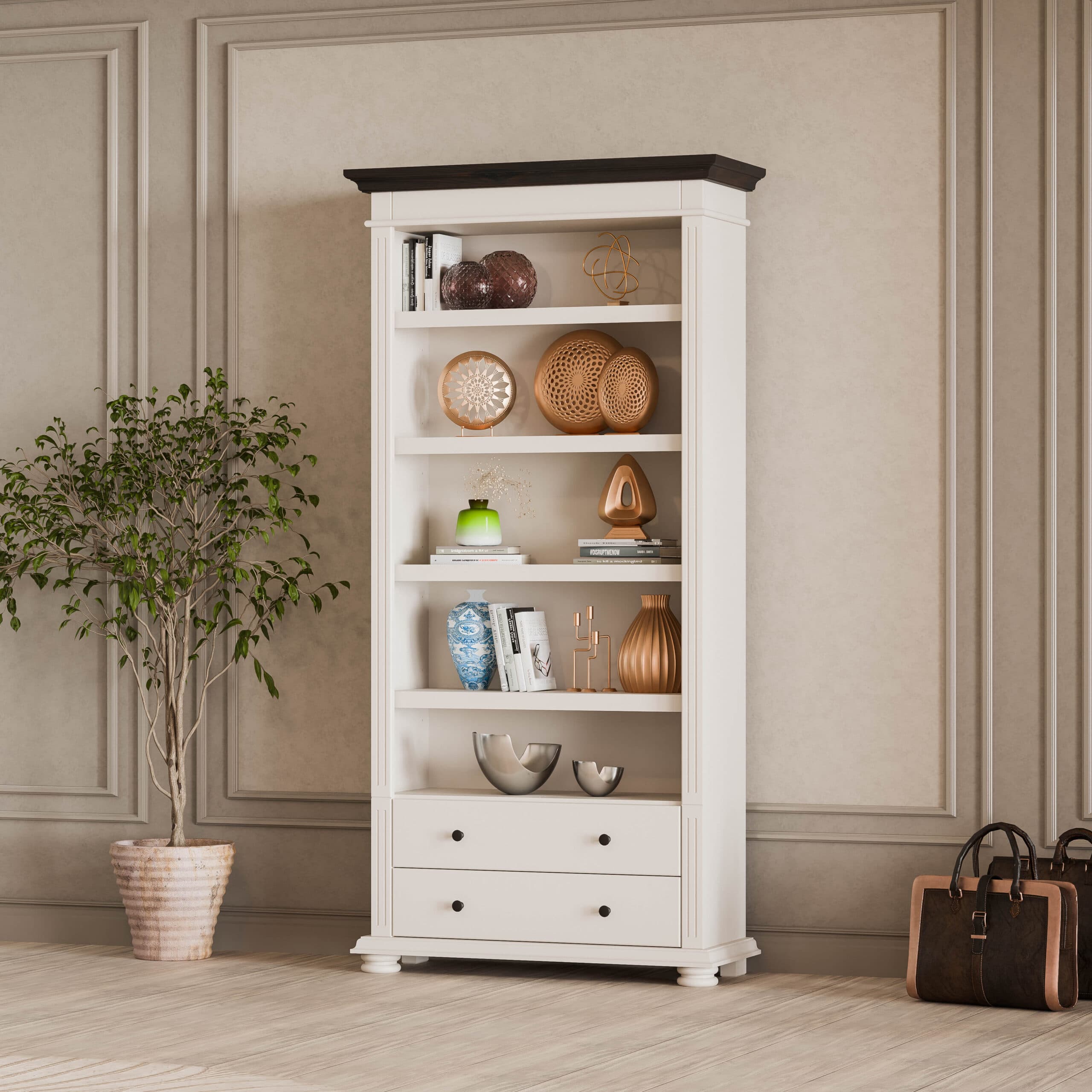 Skagen Regal aus Massivholz in Beige-Kaschmir