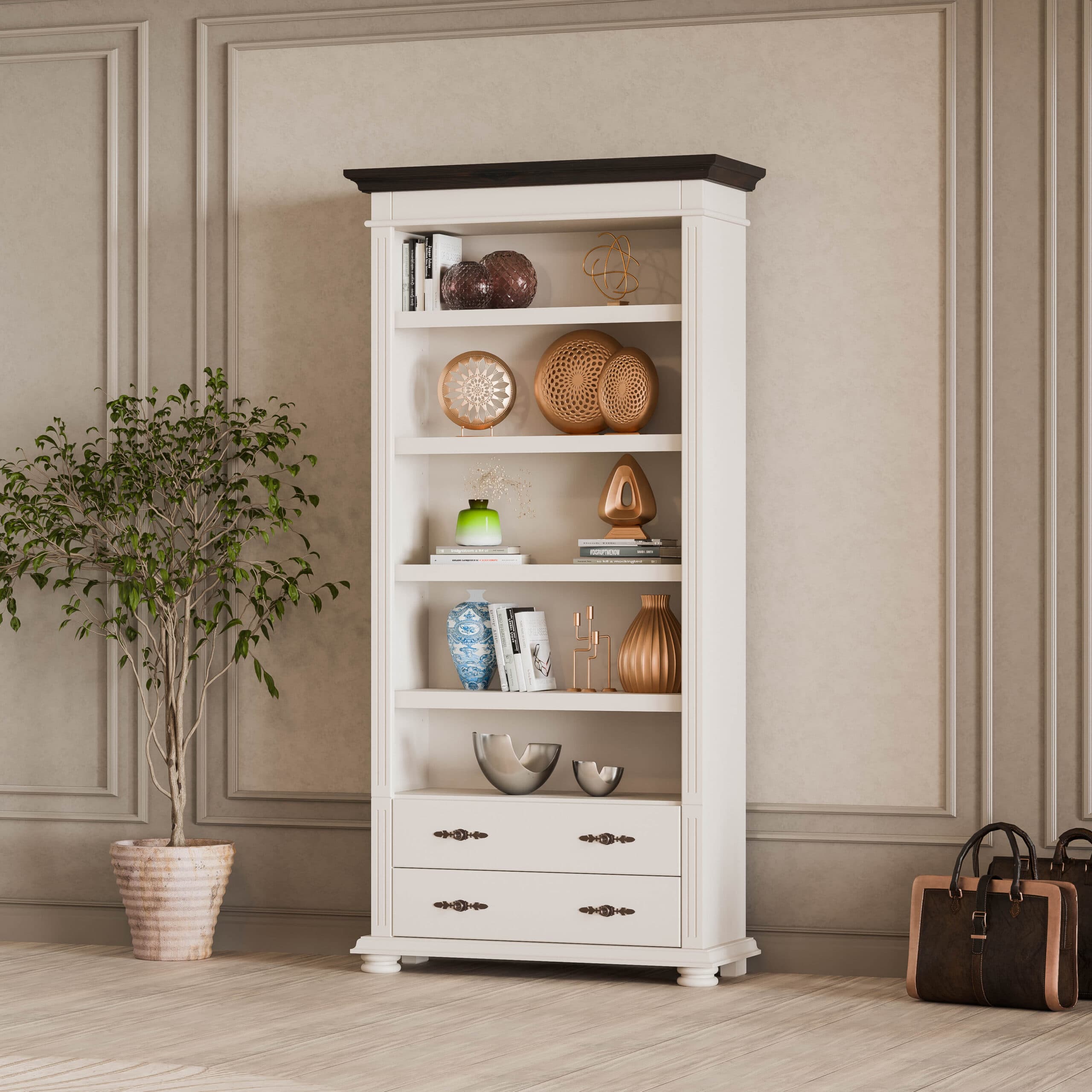 Skagen Regal aus Massivholz in Beige-Kaschmir