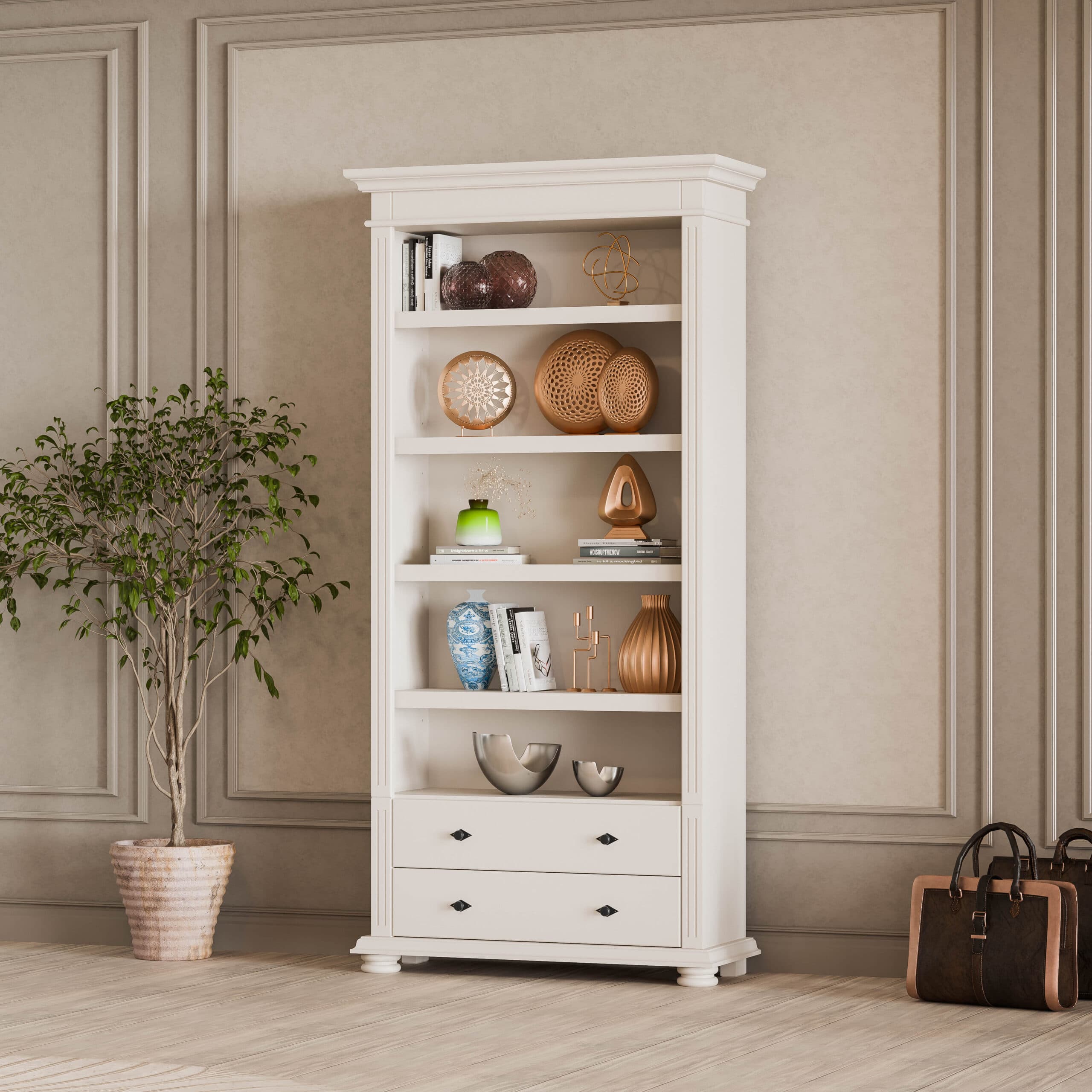 Skagen Regal aus Massivholz in Beige-Kaschmir