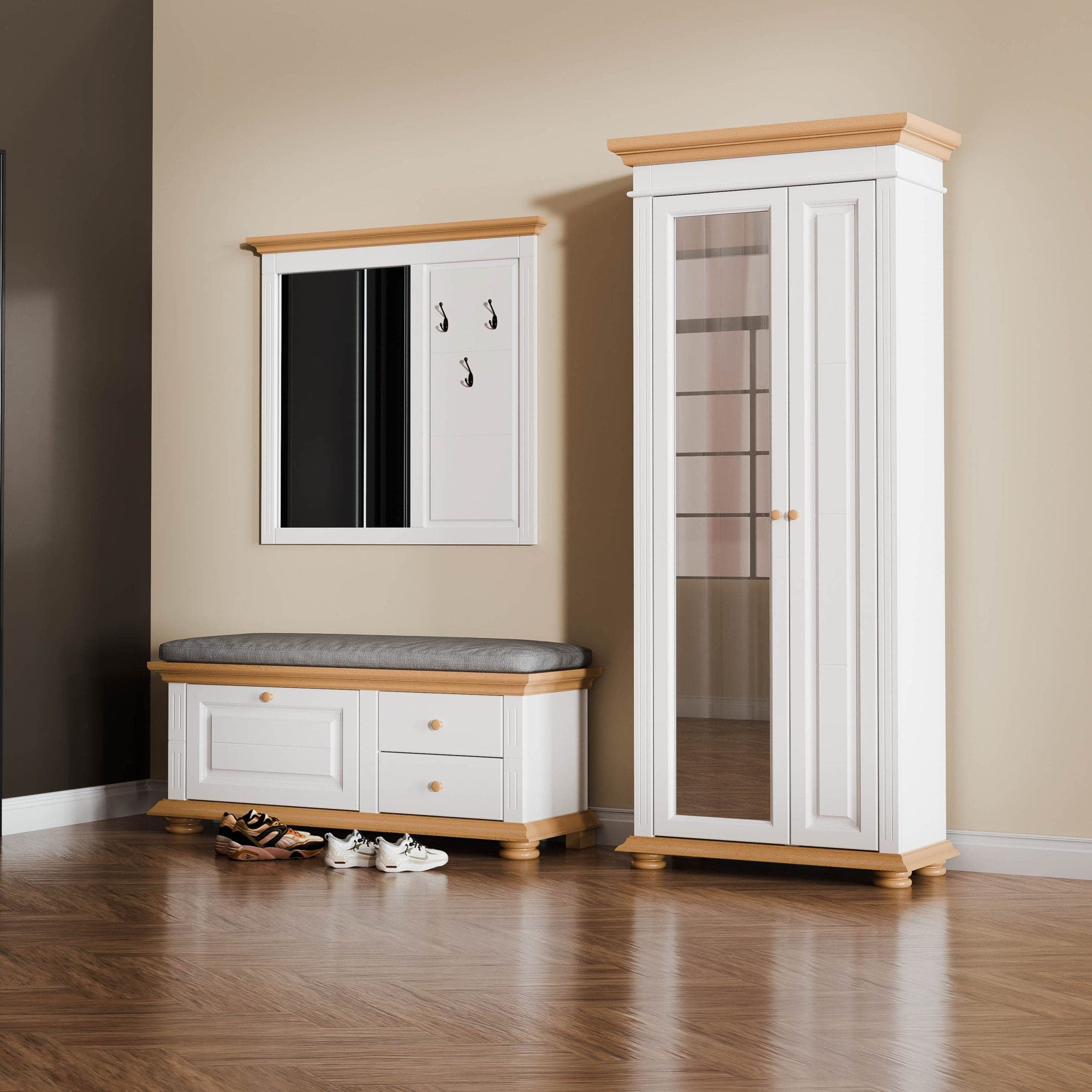 Flur-Garderobe „Skagen 5“ aus massivem Fichtenholz