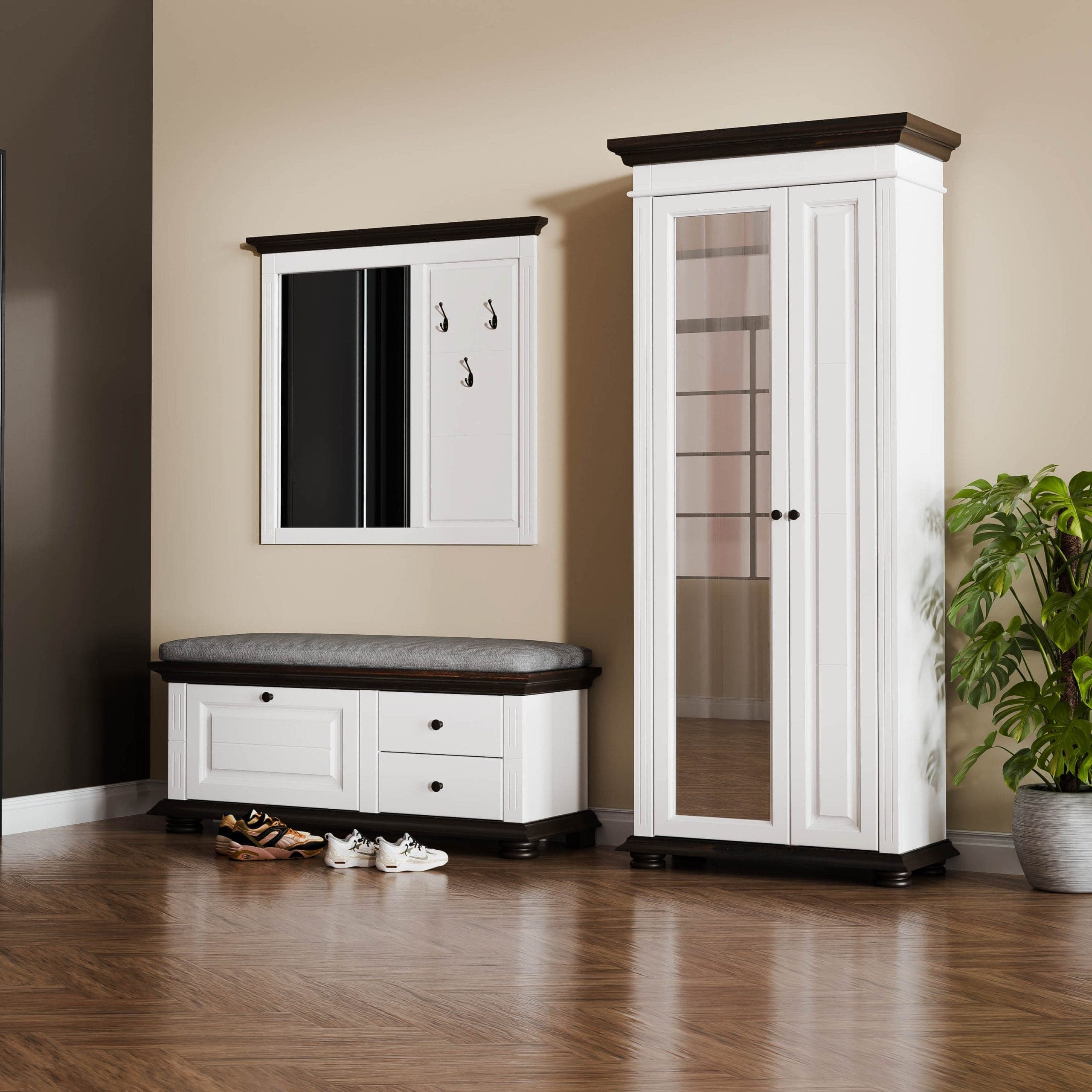 Flur-Garderobe „Skagen 5“ aus massivem Fichtenholz