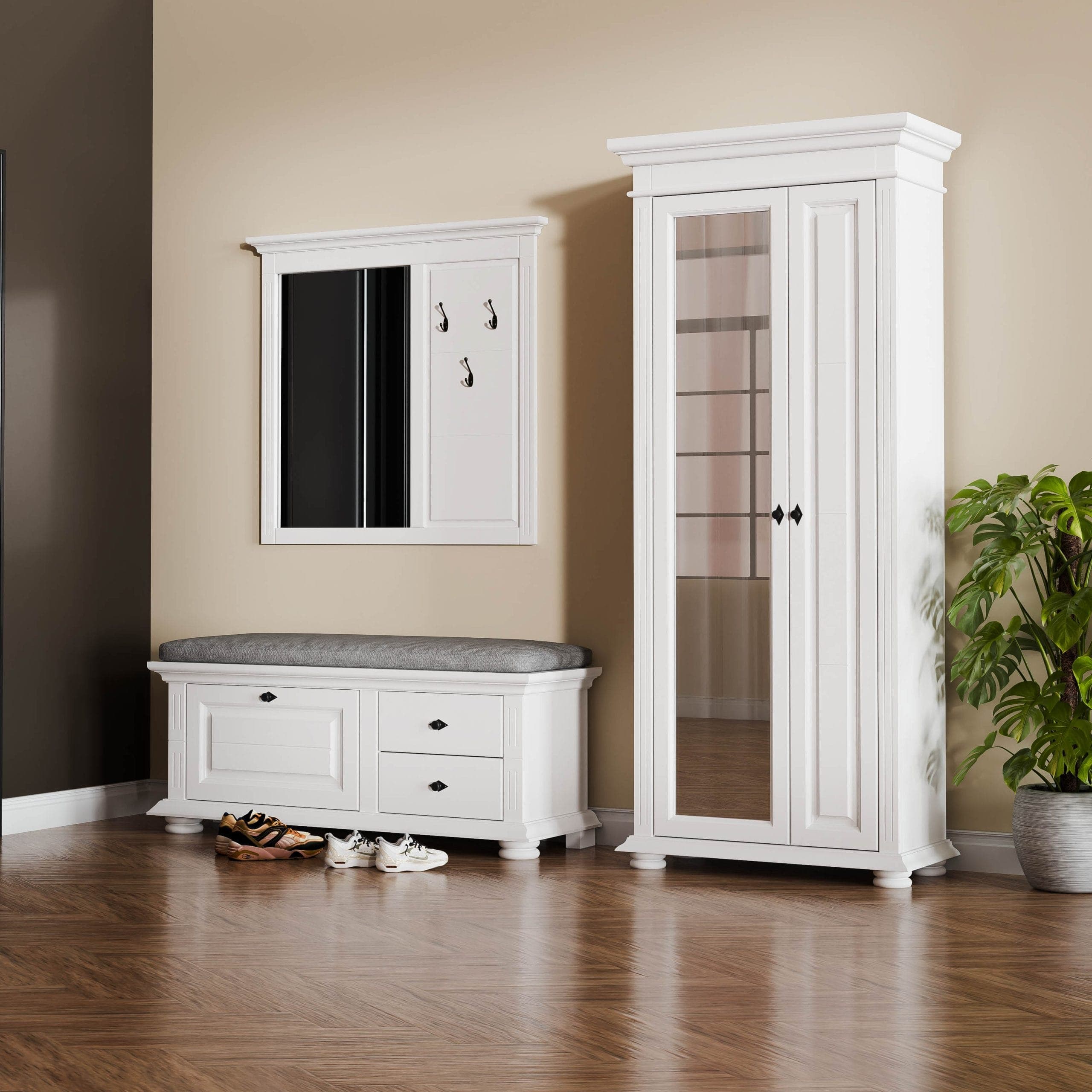 Flur-Garderobe „Skagen 5“ aus massivem Fichtenholz