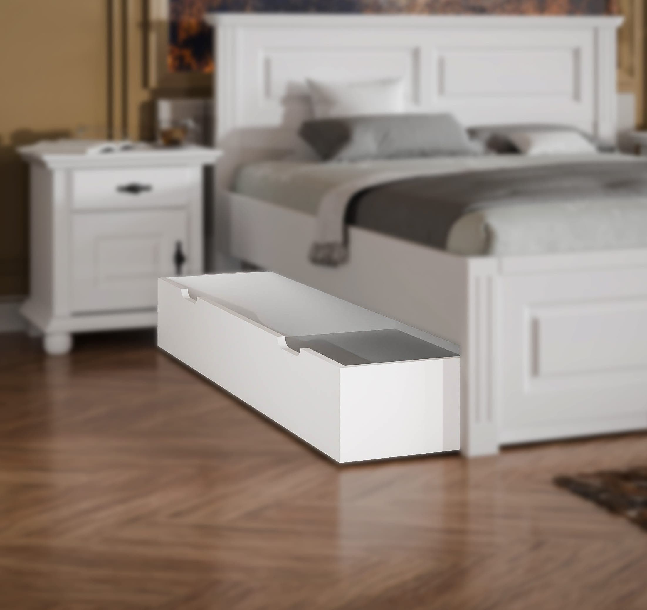 Bettkasten aus massivem Fichtenholz für Bett 140 cm