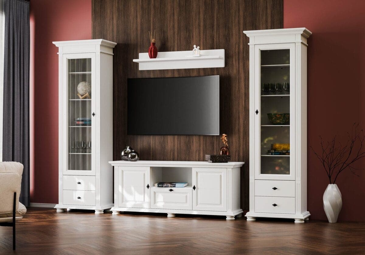 Wohnzimmer-Set Skagen 7 aus Massivholz mit TV-Kommode