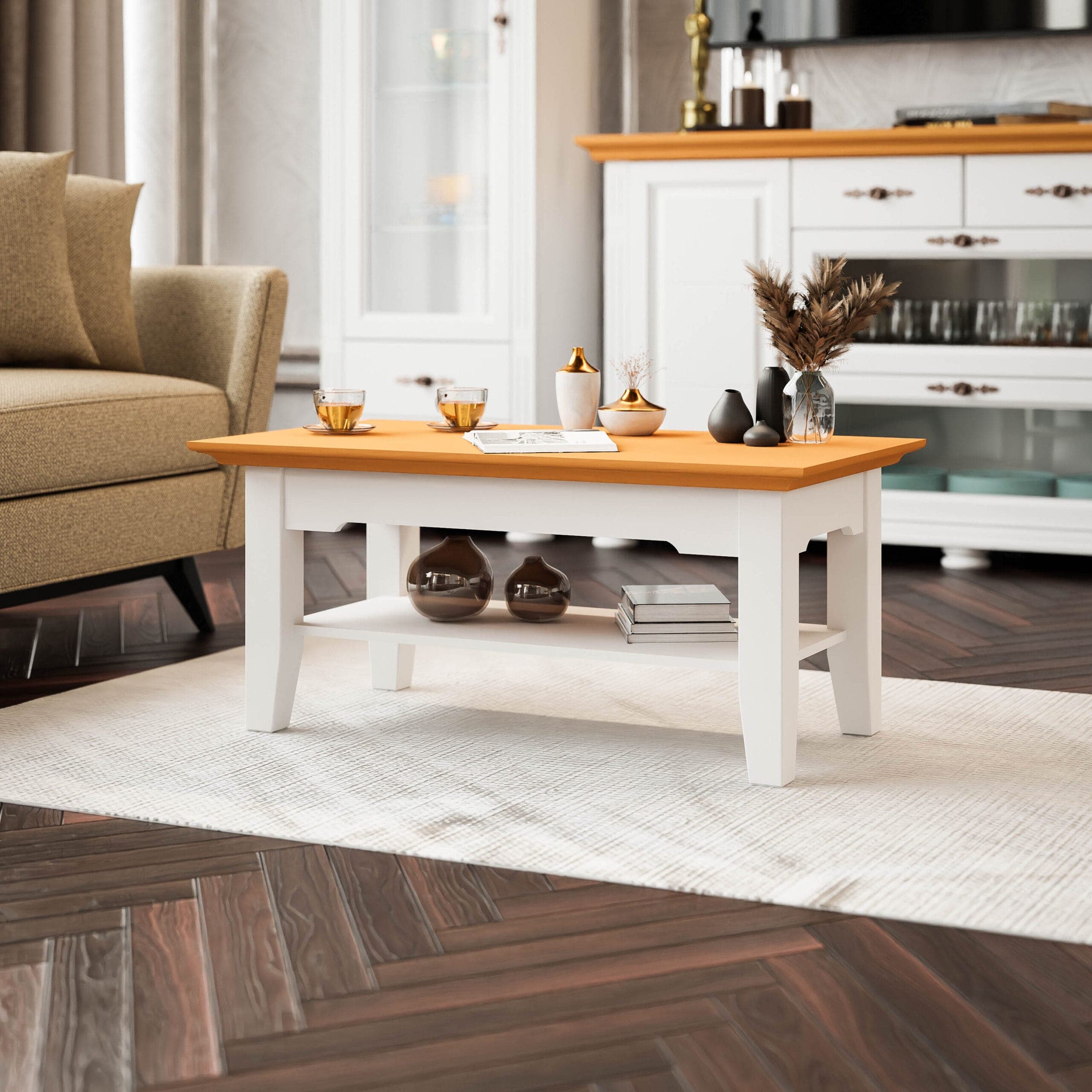 Skagen Couchtisch aus Massivholz mit praktischer Ablage