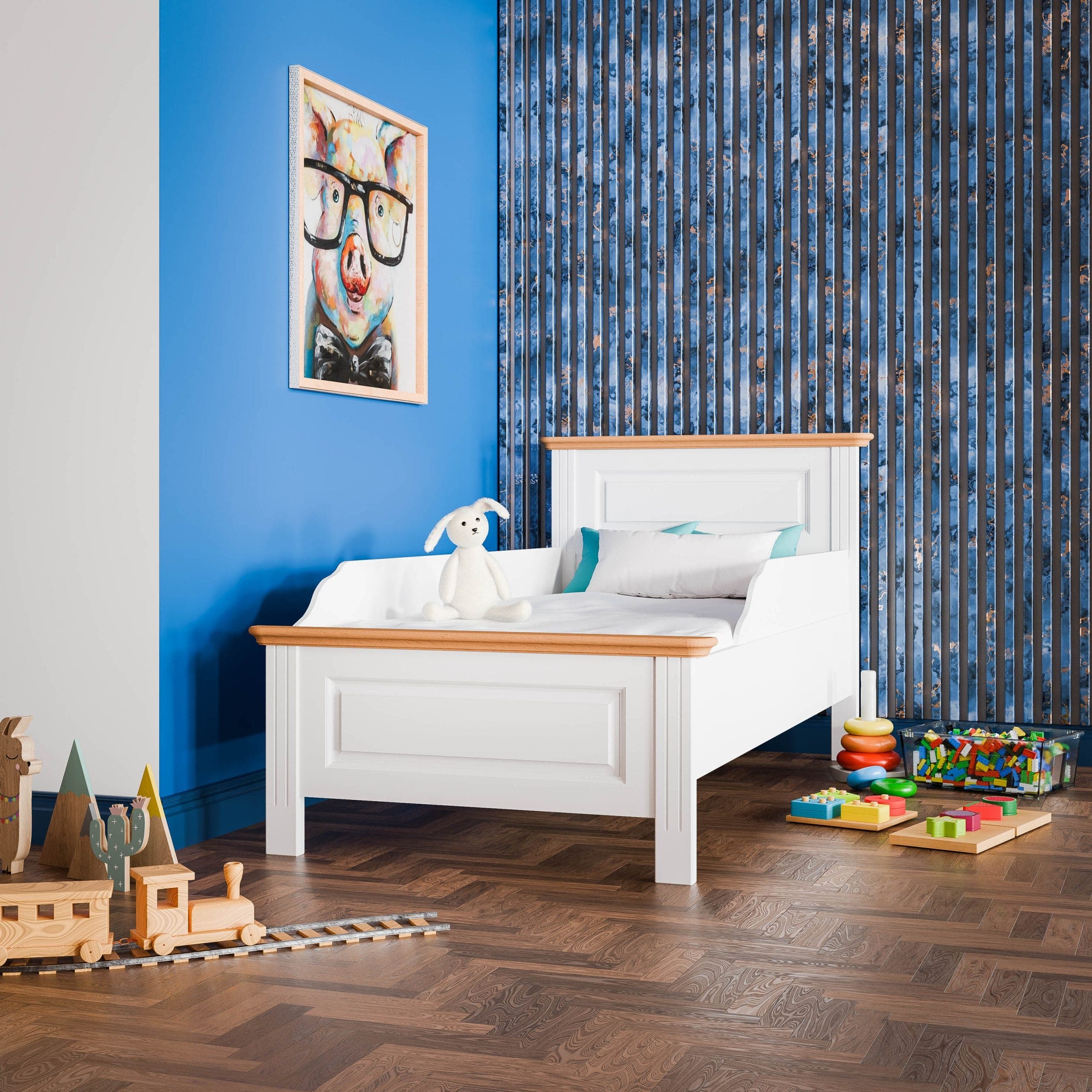 Nordby-Kinderbett aus Massivholz, 90 cm mit Seitenschutz