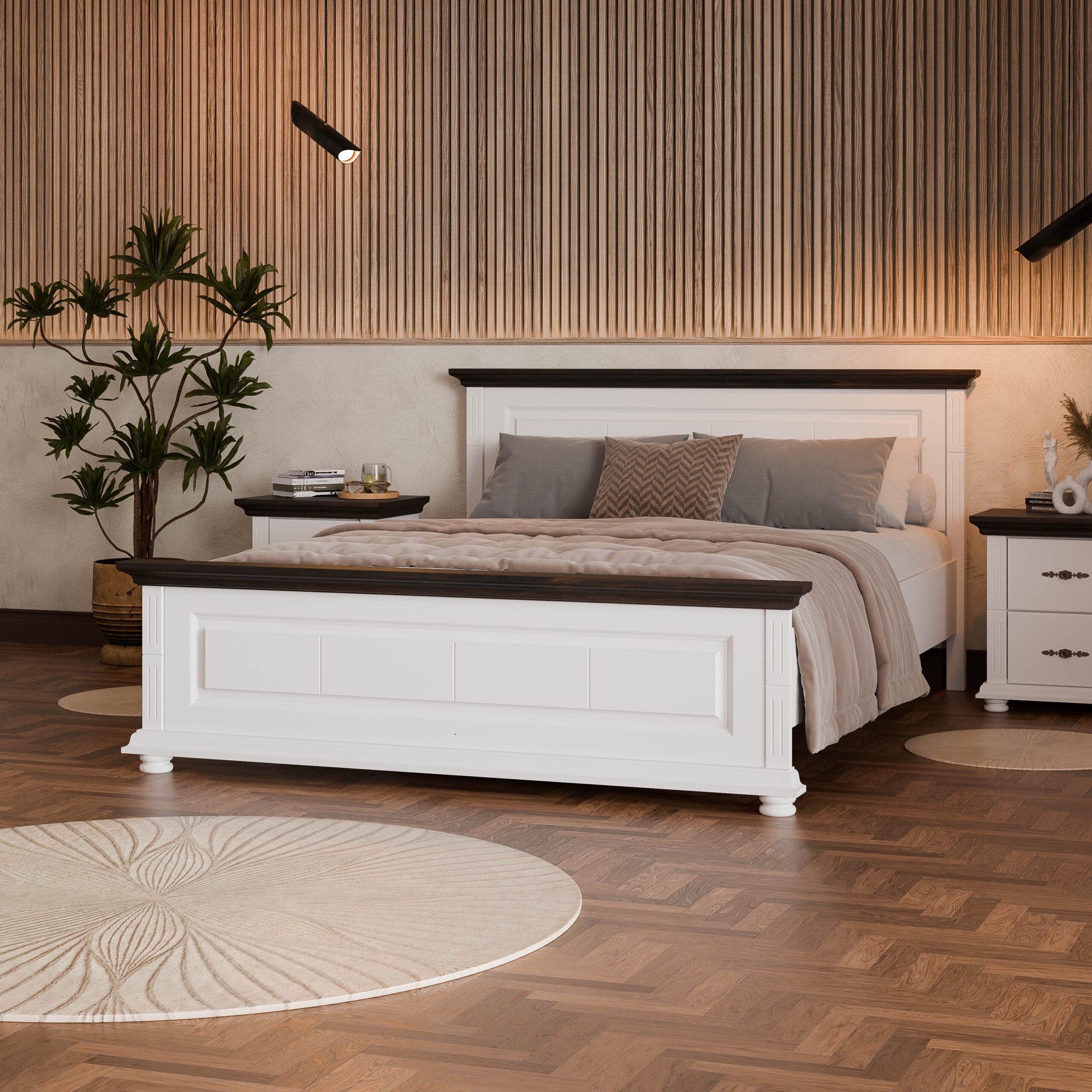 Massivholzbett Skagen 140 cm mit großem Kopfteil