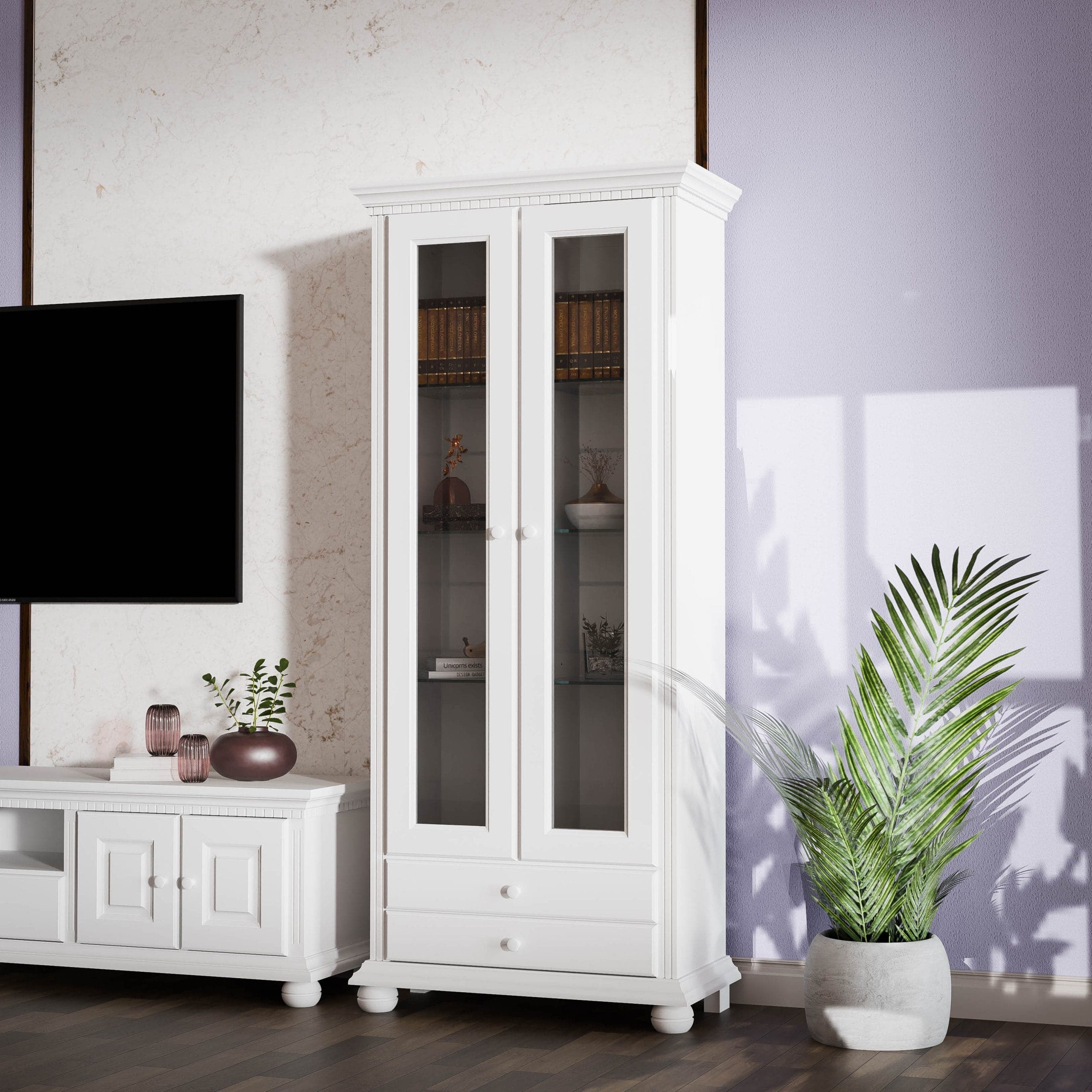 Massivholz-Vitrine Fjord 3 mit zwei Glastüren