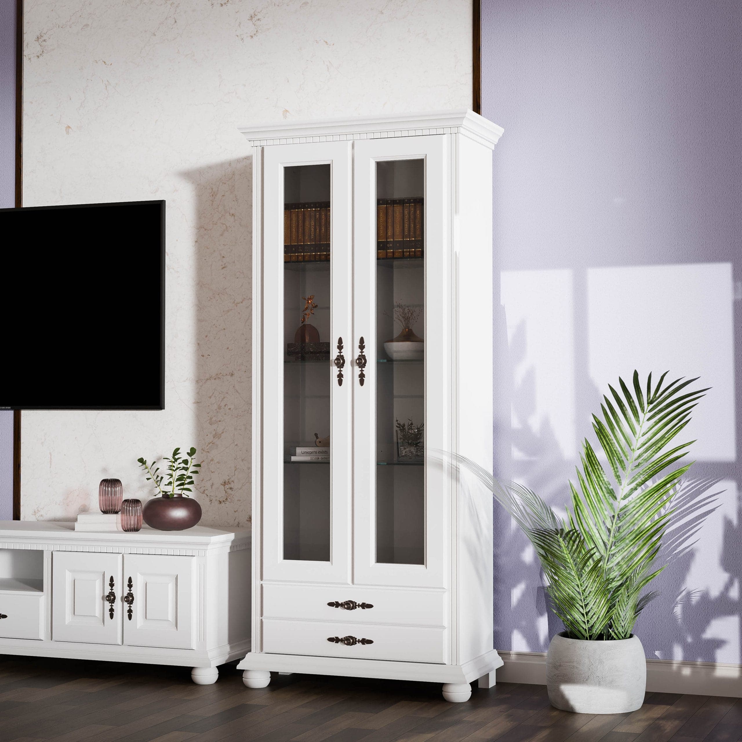Massivholz-Vitrine Fjord 3 mit zwei Glastüren